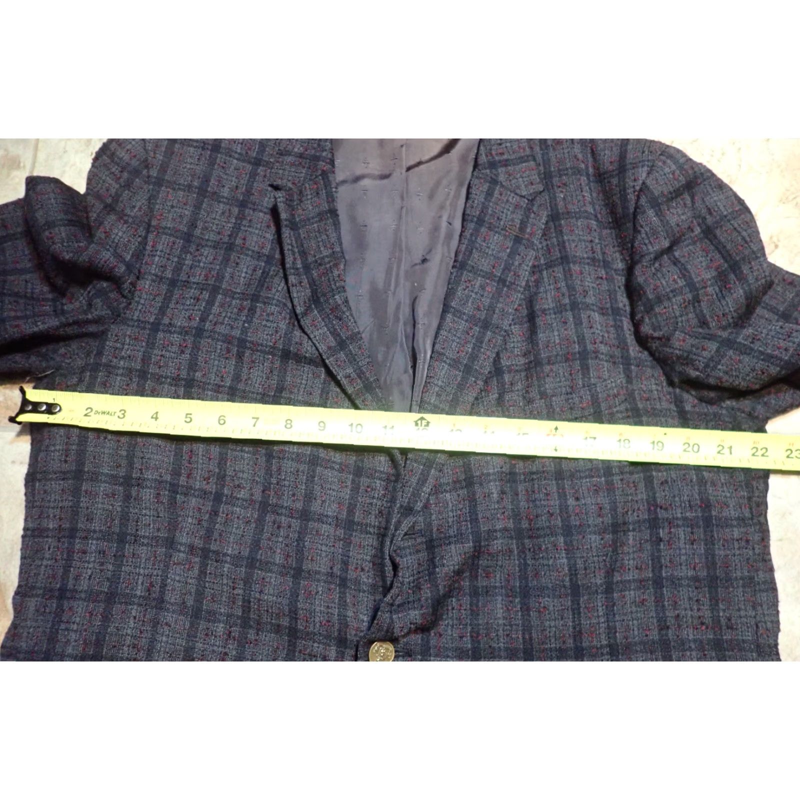 Vintage VINTAGE Berkeley Hall Wool Tweed Blazer Sport Coat 42 Black Plaid Fleck Classic Mens Size 42R - 6 Thumbnail
