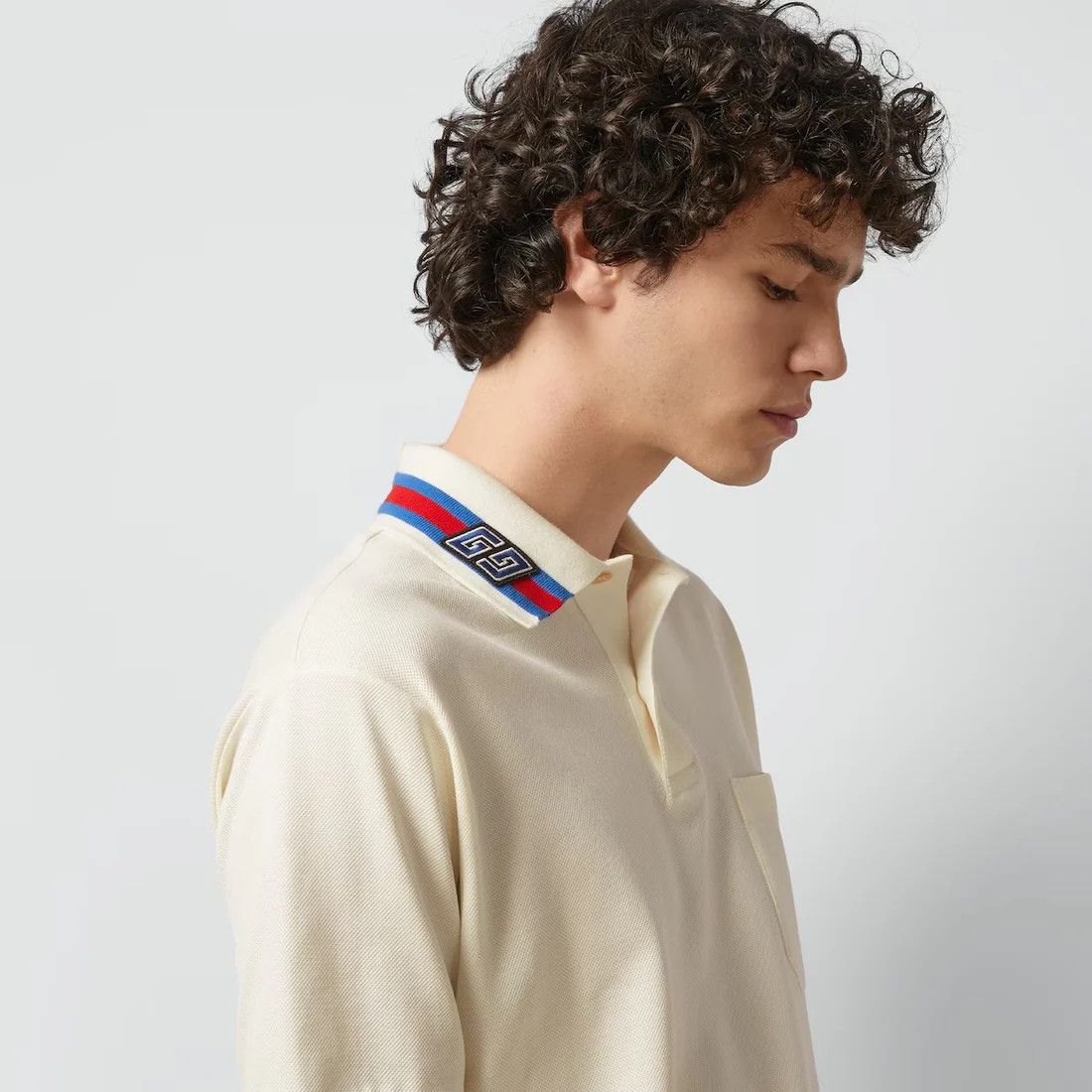 Gucci o1loc1c0326 Cotton Piquet Polo Shirt With Square GG Cream Size US S / EU 44-46 / 1 - 3 Thumbnail