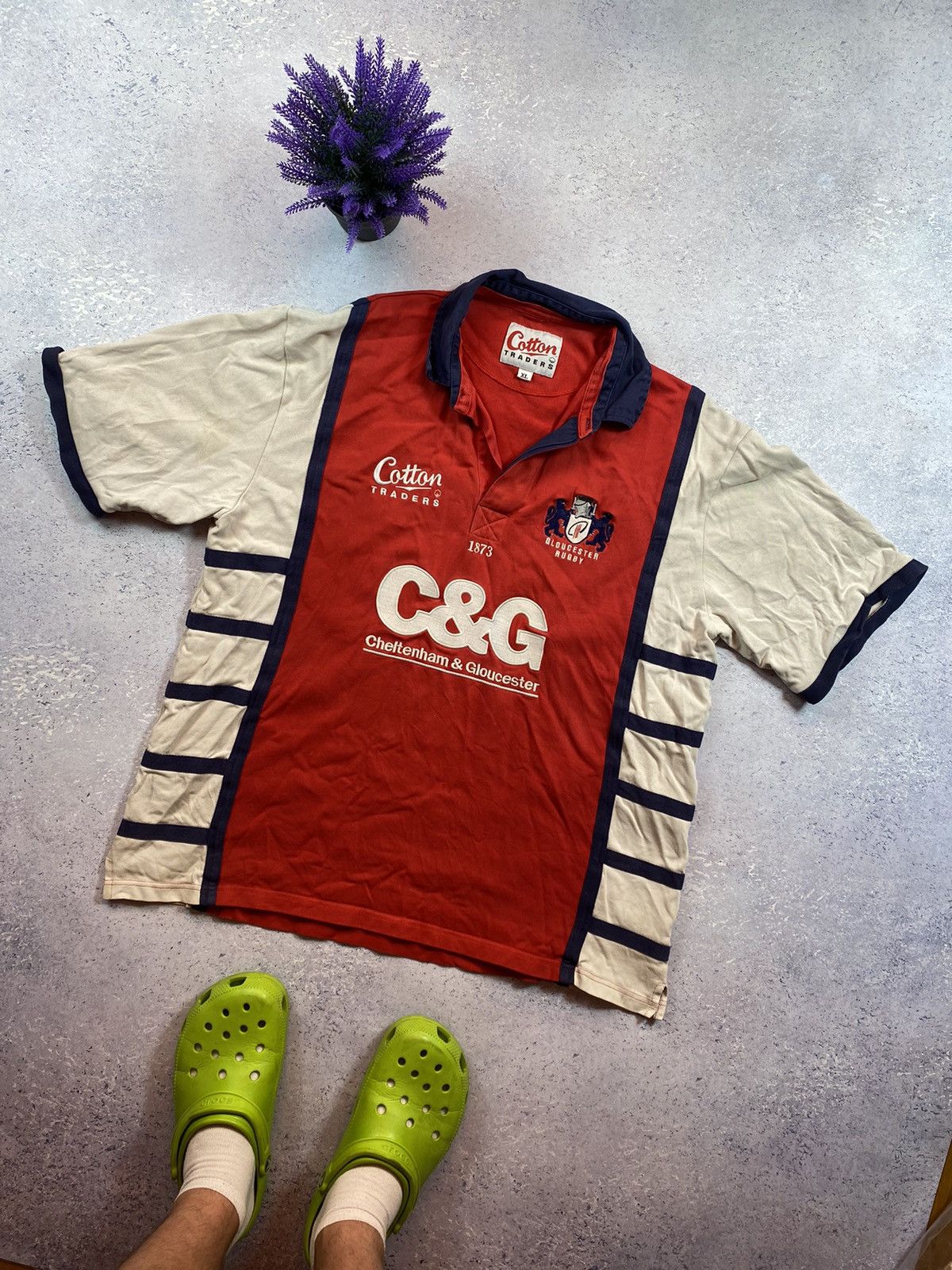 Vintage Gloucester Rugby Union Shirt Cotton Traders Vintage England Size US XL / EU 56 / 4 - 1 Thumbnail