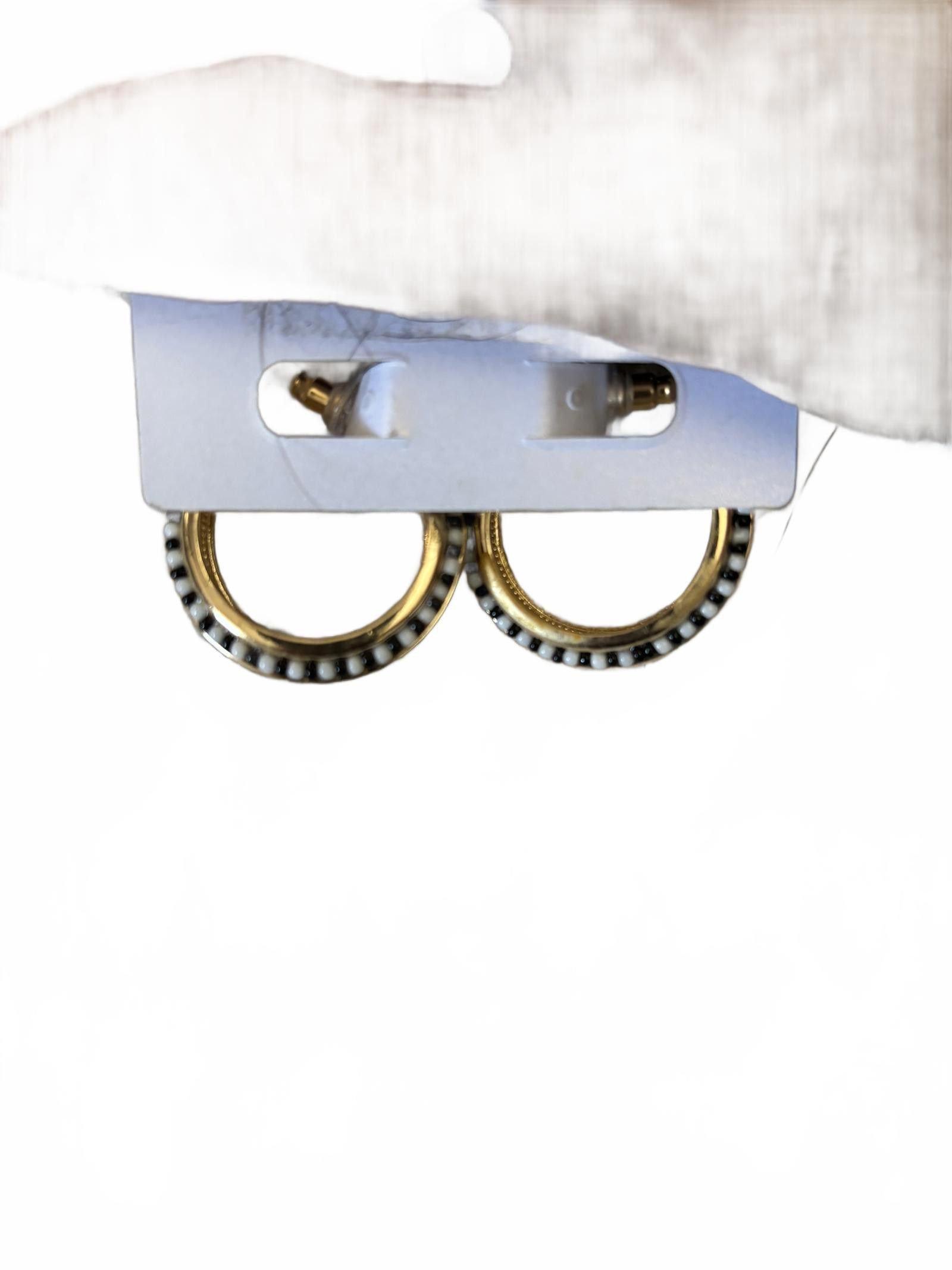 Designer NWT SUGARFIX by BaubleBar Gold and Black Hoop Earrings Size ONE SIZE - 3 Thumbnail