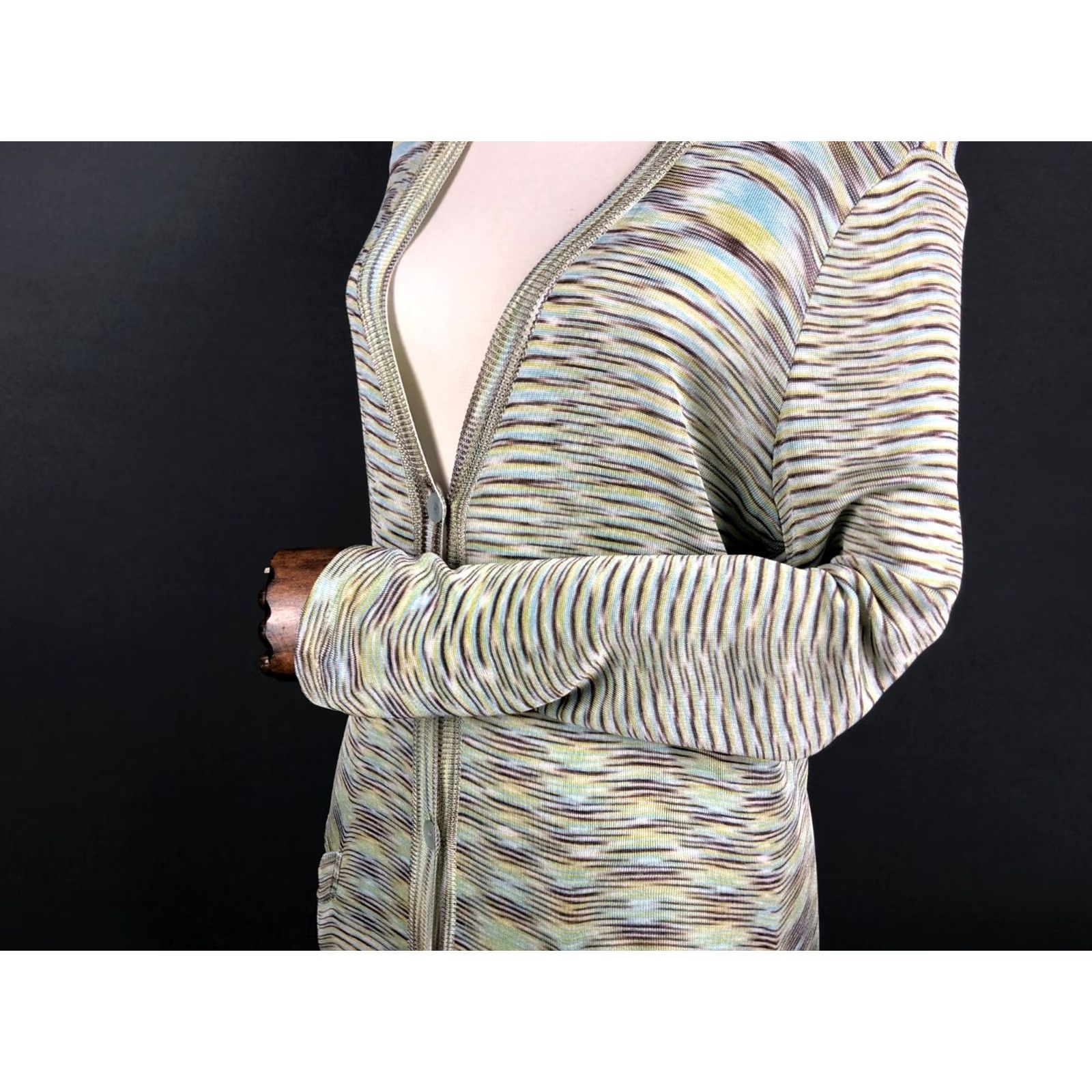 Missoni Missoni Women's Cardigan Size 46 Multicolor Striped Cotton Blend Knit Long Sleeve V-Neck Button Side Pockets Regular Fit Adult Womens Size L / US 10 / IT 46 - 7 Thumbnail