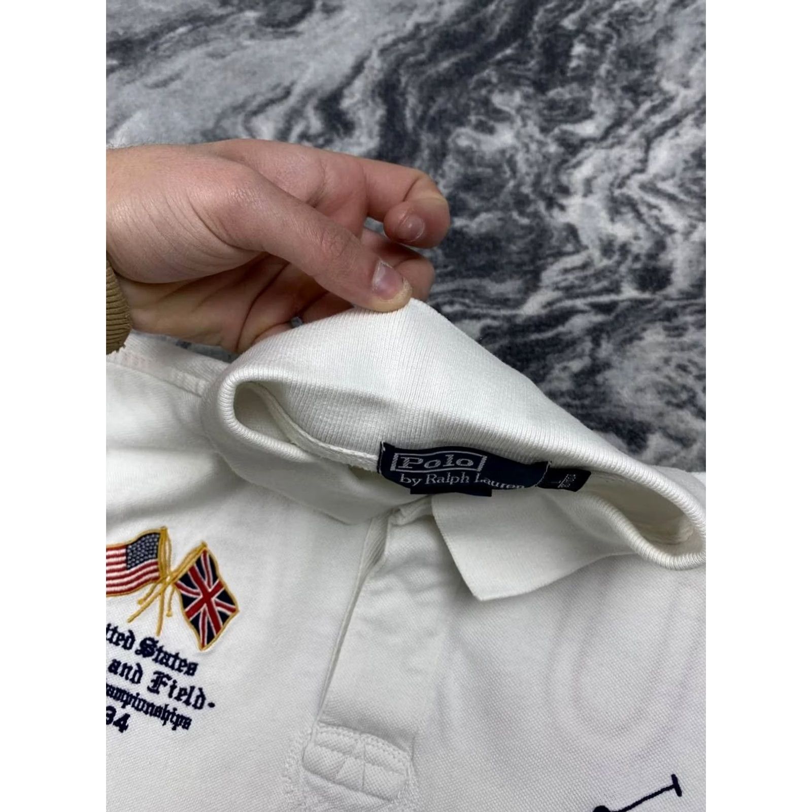 Polo Ralph Lauren VINTAGE Polo Ralph Lauren Shirt L White Big Logo Britain Polo Men Size US L / EU 52-54 / 3 - 4 Thumbnail
