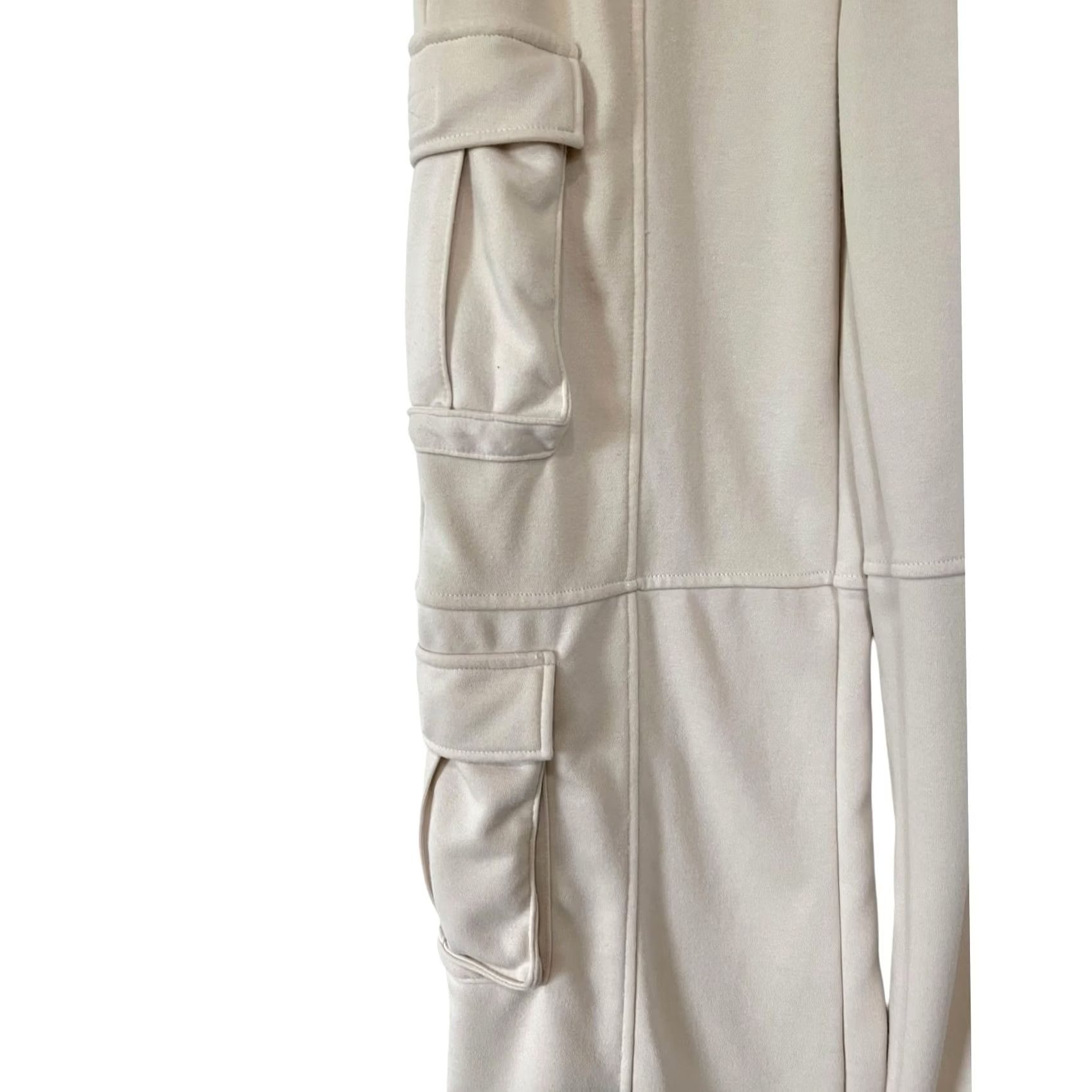 Vintage Lazy Sundays Cargo Jogger Sweatpants Women L Ivory Drawstring Waist Comfort Pants Size 24" / US 00 / IT 34 - 3 Thumbnail