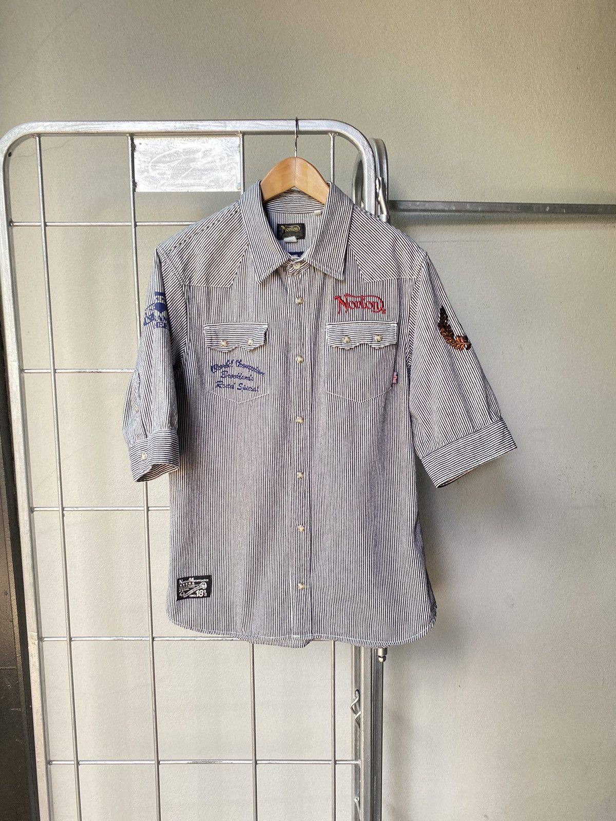 Norton Norton stripped embroidery shirt Size US M / EU 48-50 / 2 - 3 Thumbnail