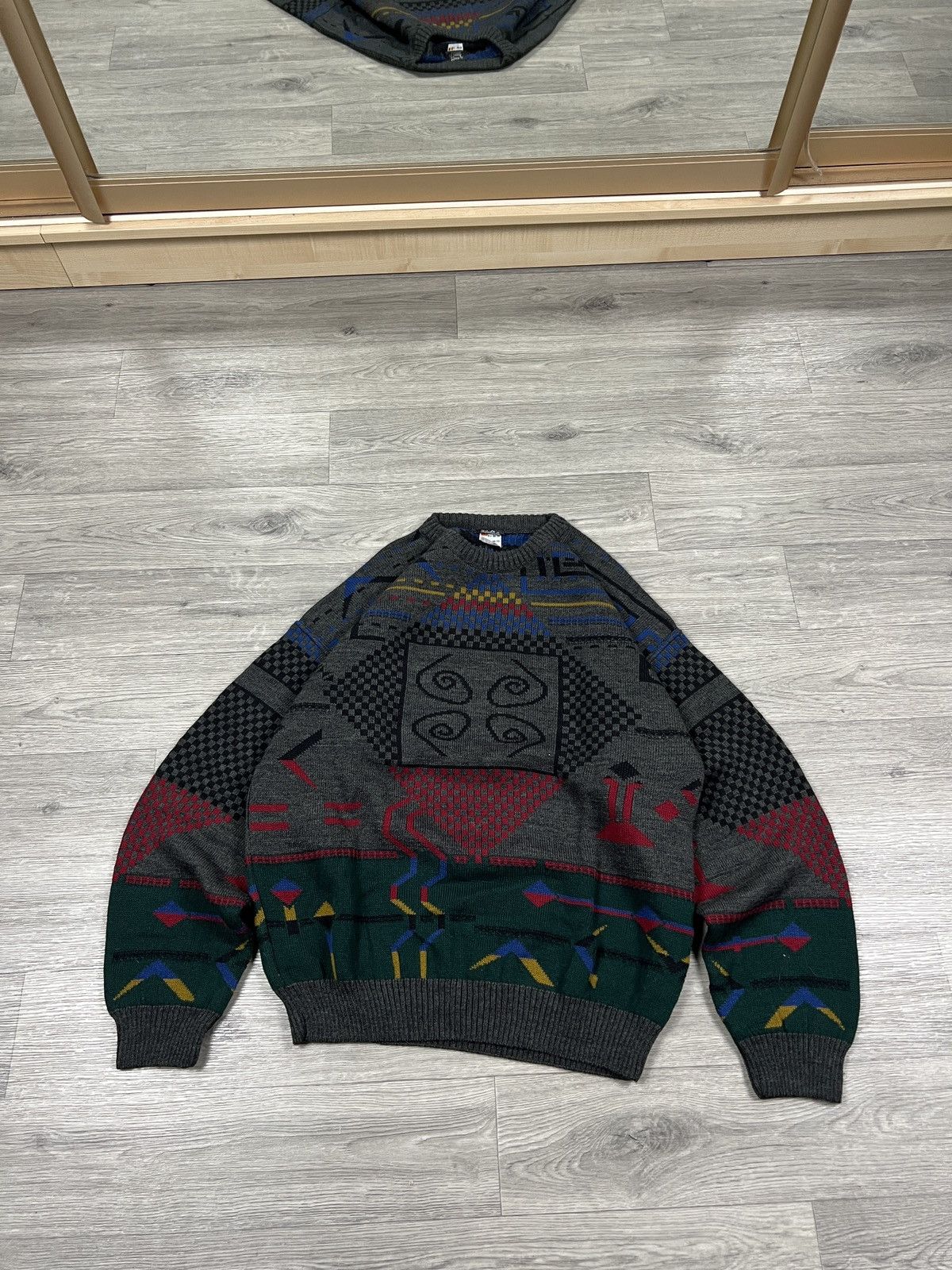 Other Vintage Wool Textured Abstract Aztec Pattern Neon Sweater Size US L / EU 52-54 / 3 - 3 Thumbnail