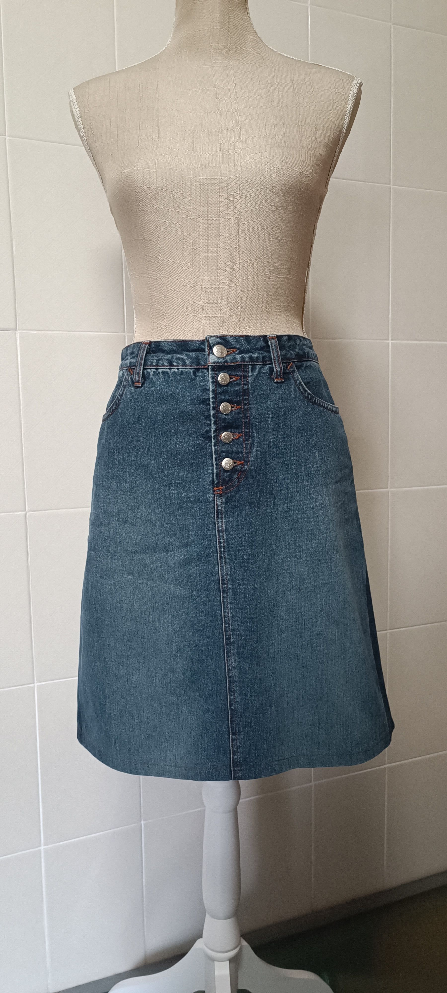 Jean Paul Gaultier Trapezoidal midi denim skirt Size 27" / US 4 / IT 40 - 1 Thumbnail