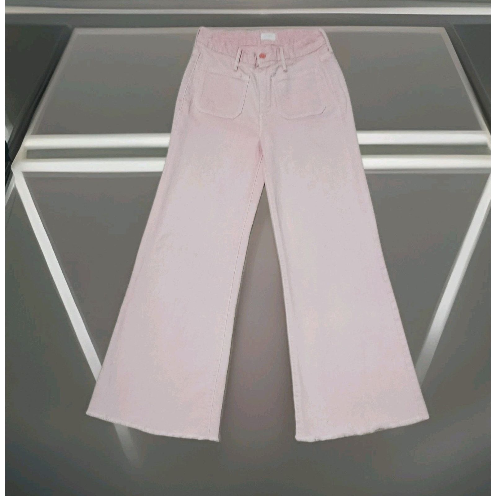 MOTHER Mother Patch Pocket Roller Ankle Fray Wide Leg Geranium 26 Size 26" / US 2 / IT 38 - 4 Thumbnail