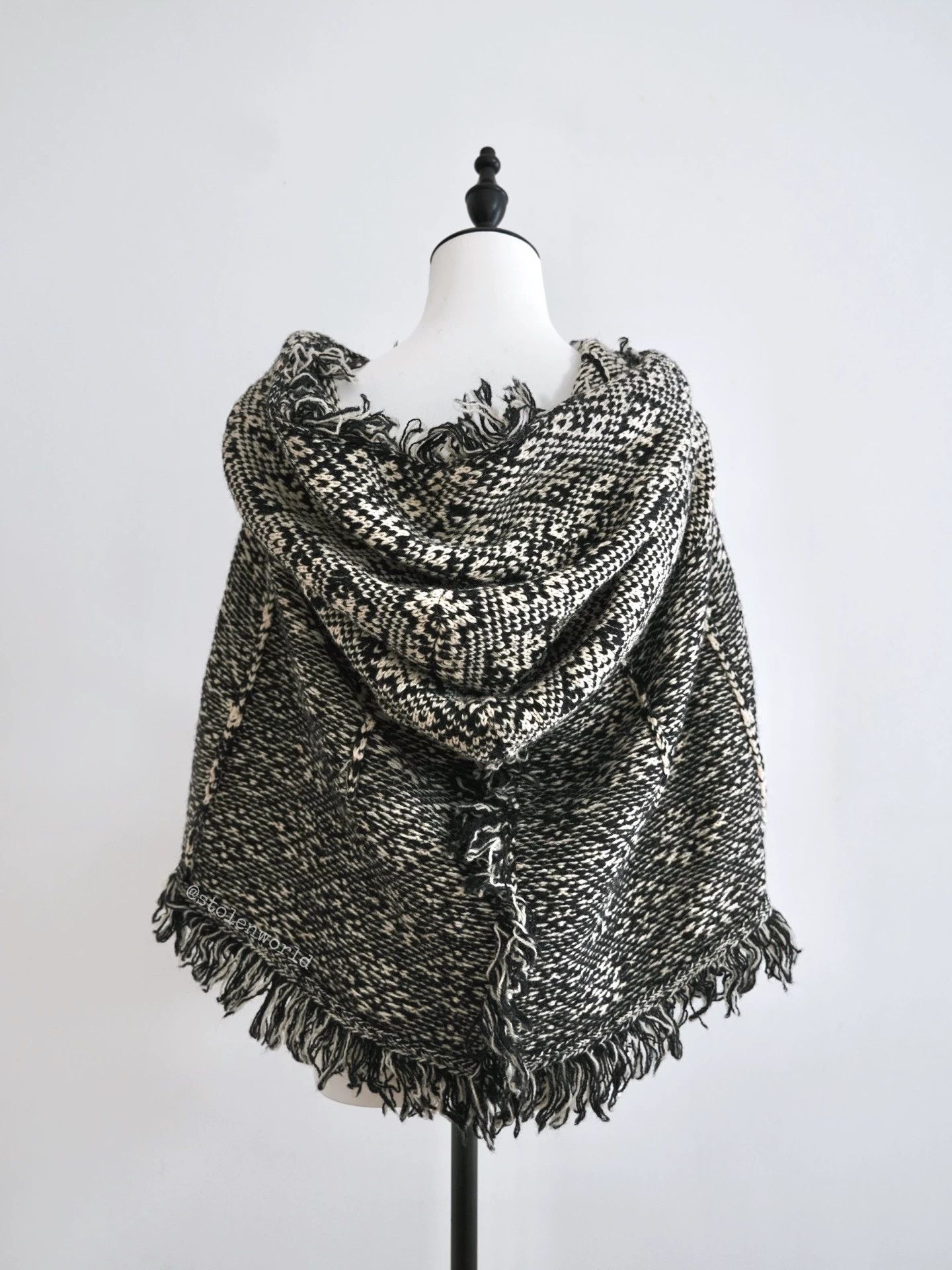 Y's Y's Yohji Thick Wool Fringe Cape Versatile Size 2 Size XS / US 0-2 / IT 36-38 - 2 Thumbnail