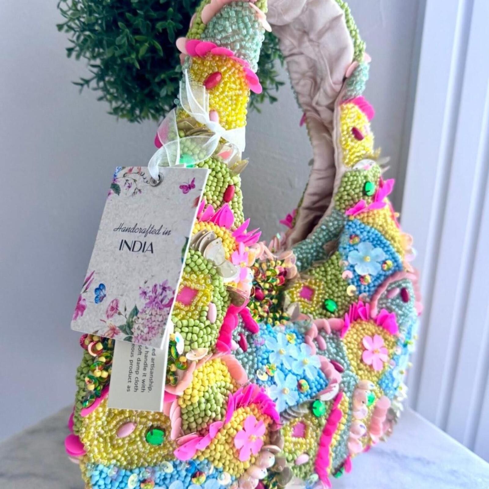 Marsell TikTok Viral Floral Beaded Bag with Sequins Size ONE SIZE - 4 Thumbnail