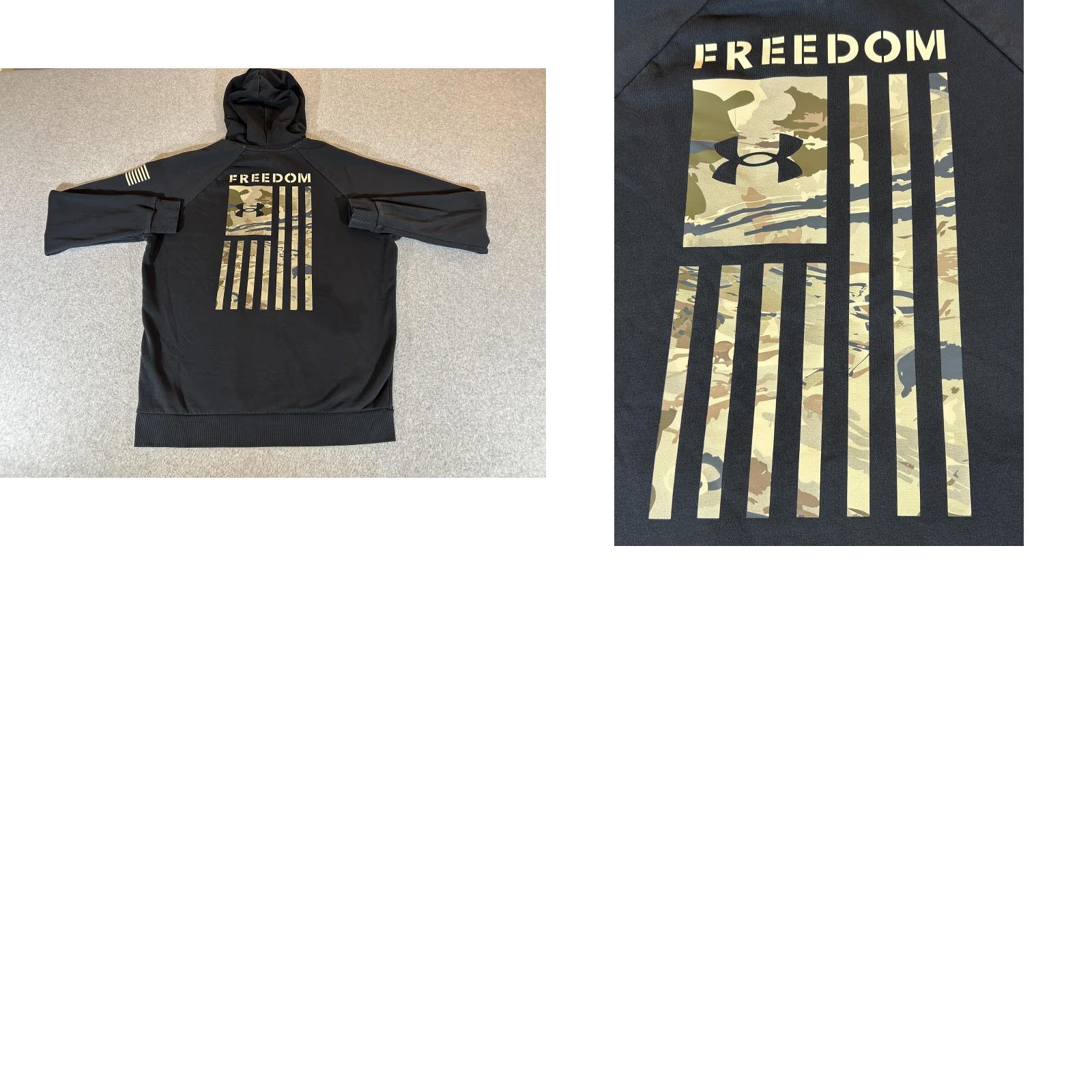 Under Armour Under Armour Hoodie Mens Medium Black Freedom Flag Pullover Fleece Sweatshirt UA Size US M / EU 48-50 / 2 - 9 Thumbnail