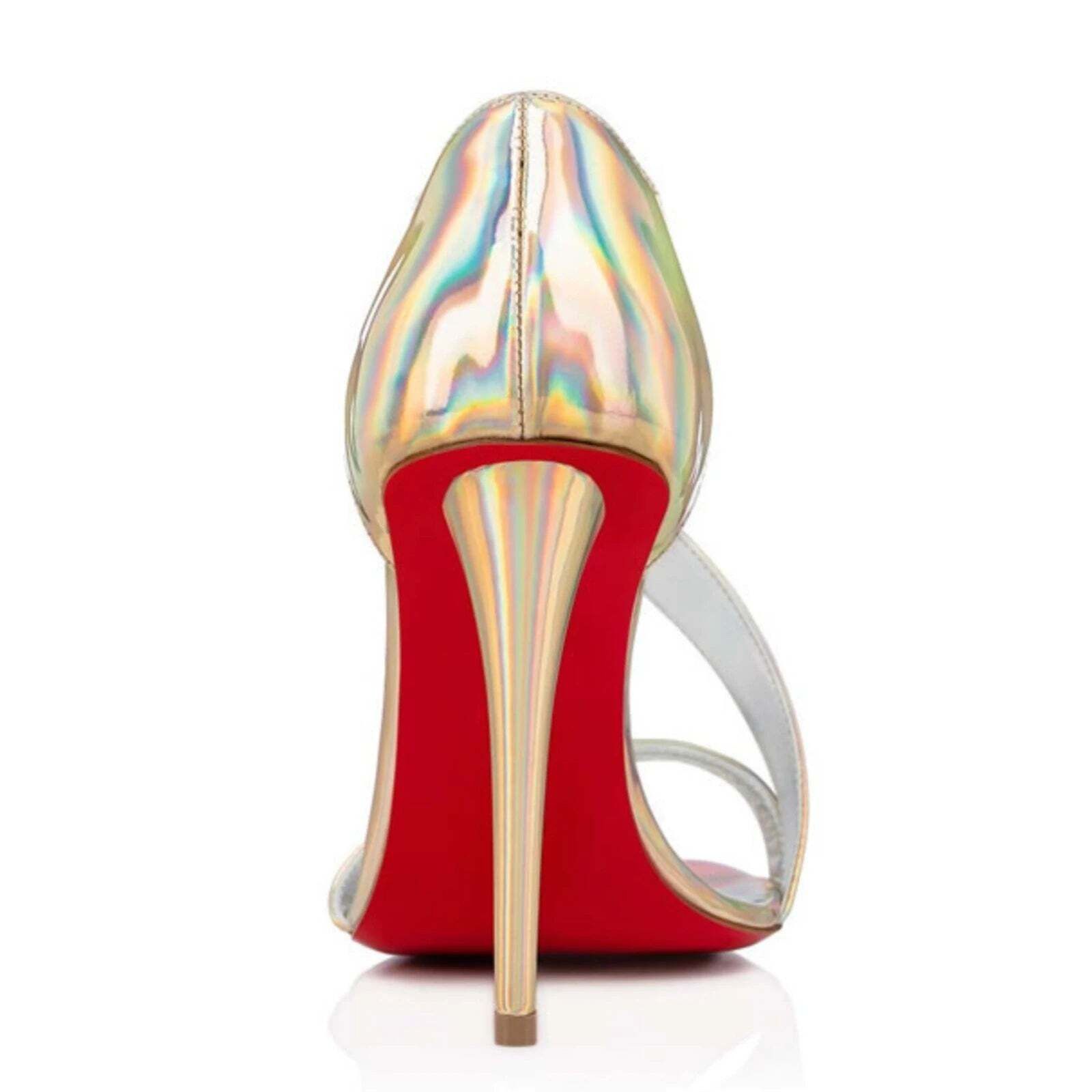 Christian Louboutin Astridal 100 Gold Patent Psychic Strap Sandal Heel Pump 37.5 Size US 7.5 / IT 37.5 - 10 Thumbnail
