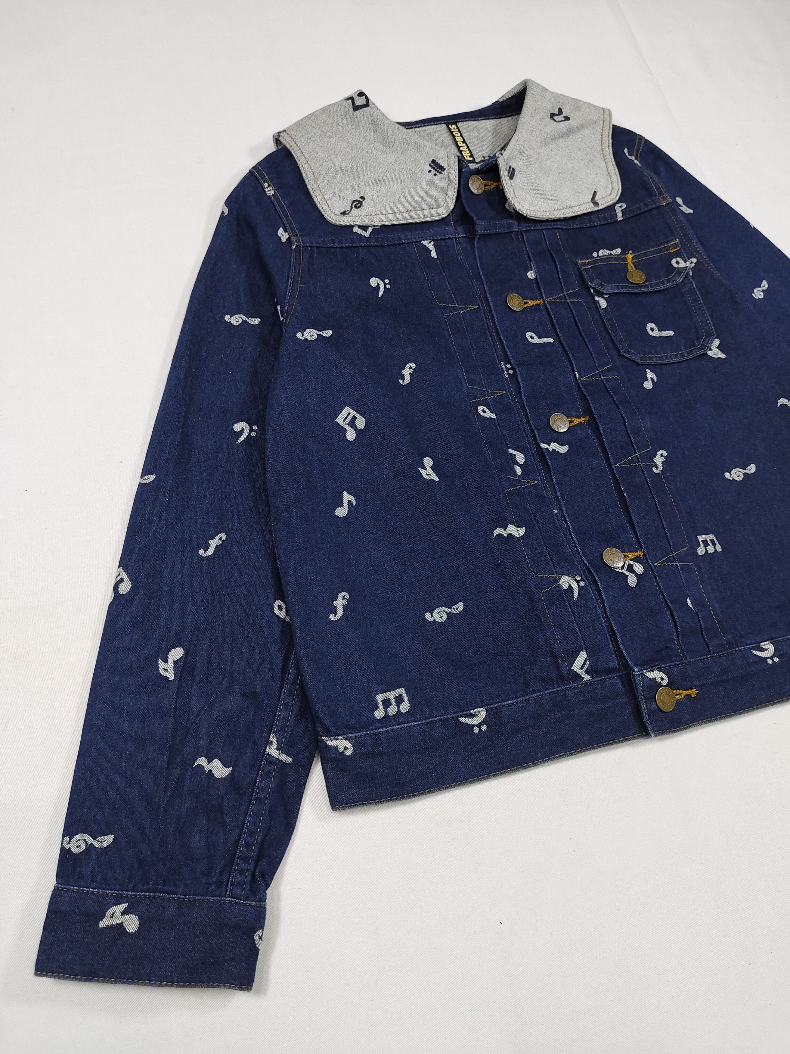 Frapbois Frapbois🇯🇵AOP Musical Notes Sailor Collar Denim Jacket Size M / US 6-8 / IT 42-44 - 4 Thumbnail