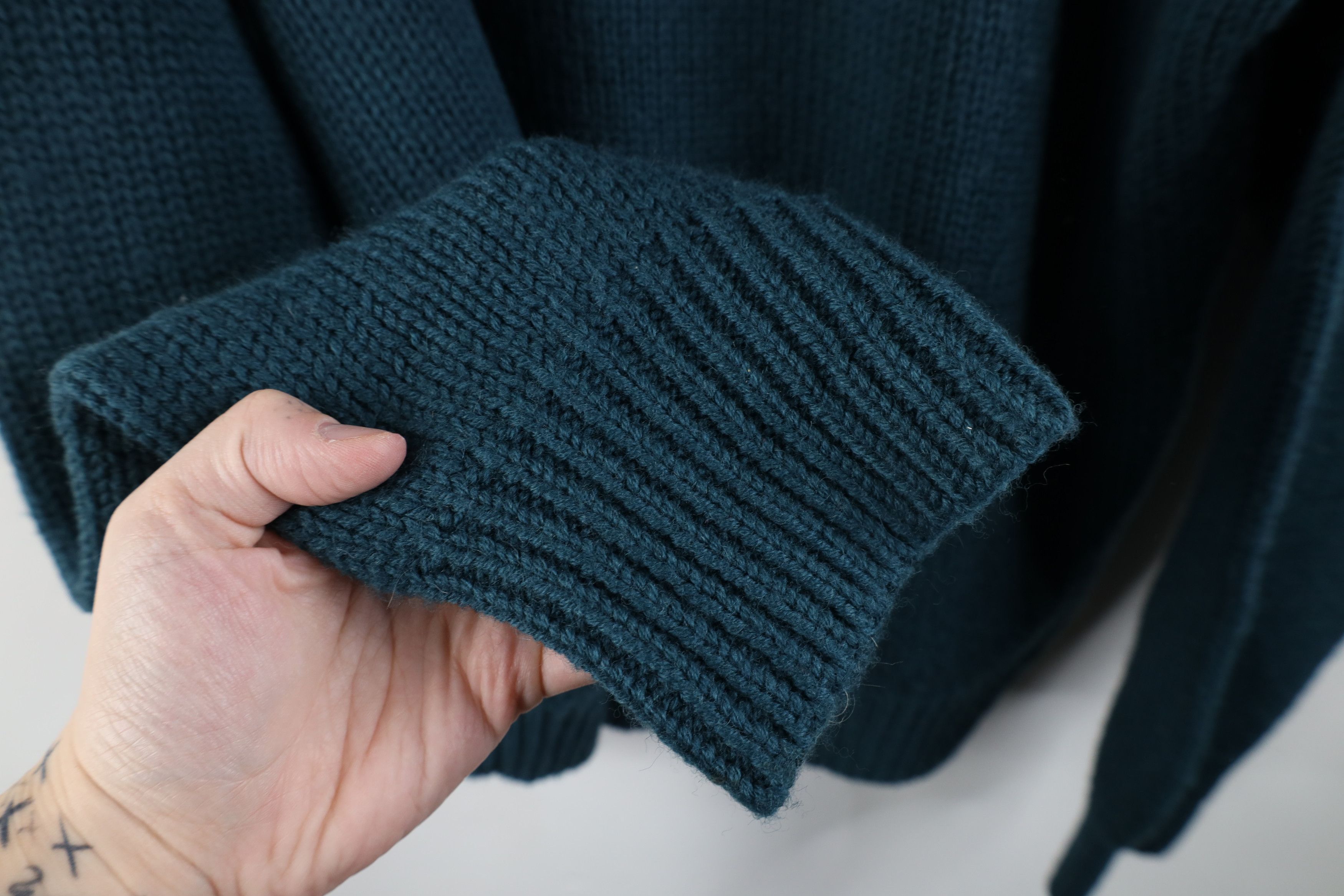 Vintage Vintage 90s Streetwear Heavyweight Wool Knit Sweater Teal Size US XXL / EU 58 / 5 - 6 Thumbnail