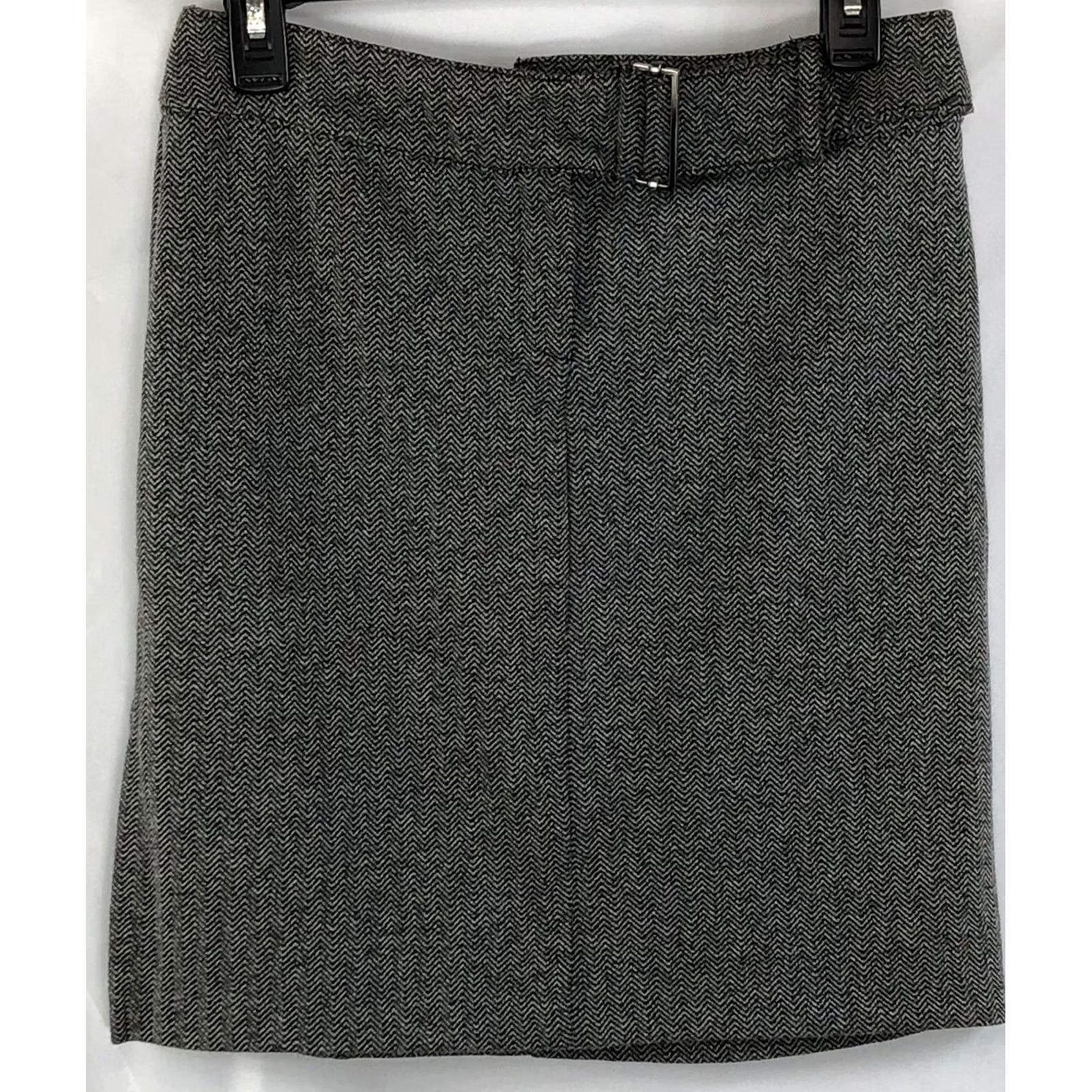 Express Express Gray Herringbone Tweed Mini Skirt 3/4 29"W career preppy office Straight Size 26" / US 2 / IT 38 - 5 Thumbnail