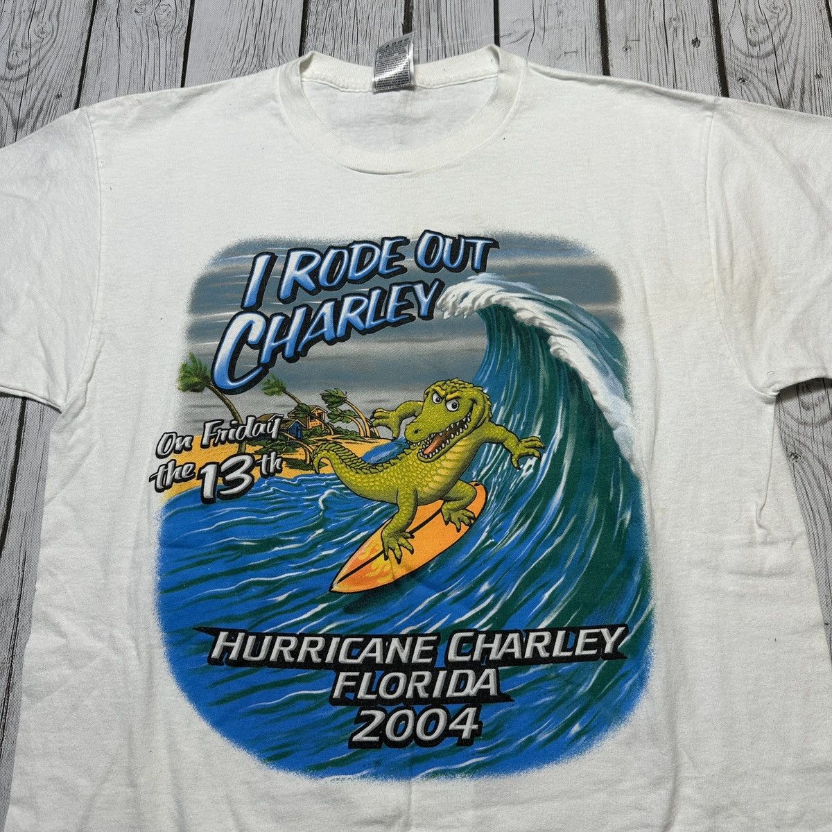 Fruit Of The Loom × Vintage Vintage Hurricane Charley tee Size US L / EU 52-54 / 3 - 3 Thumbnail