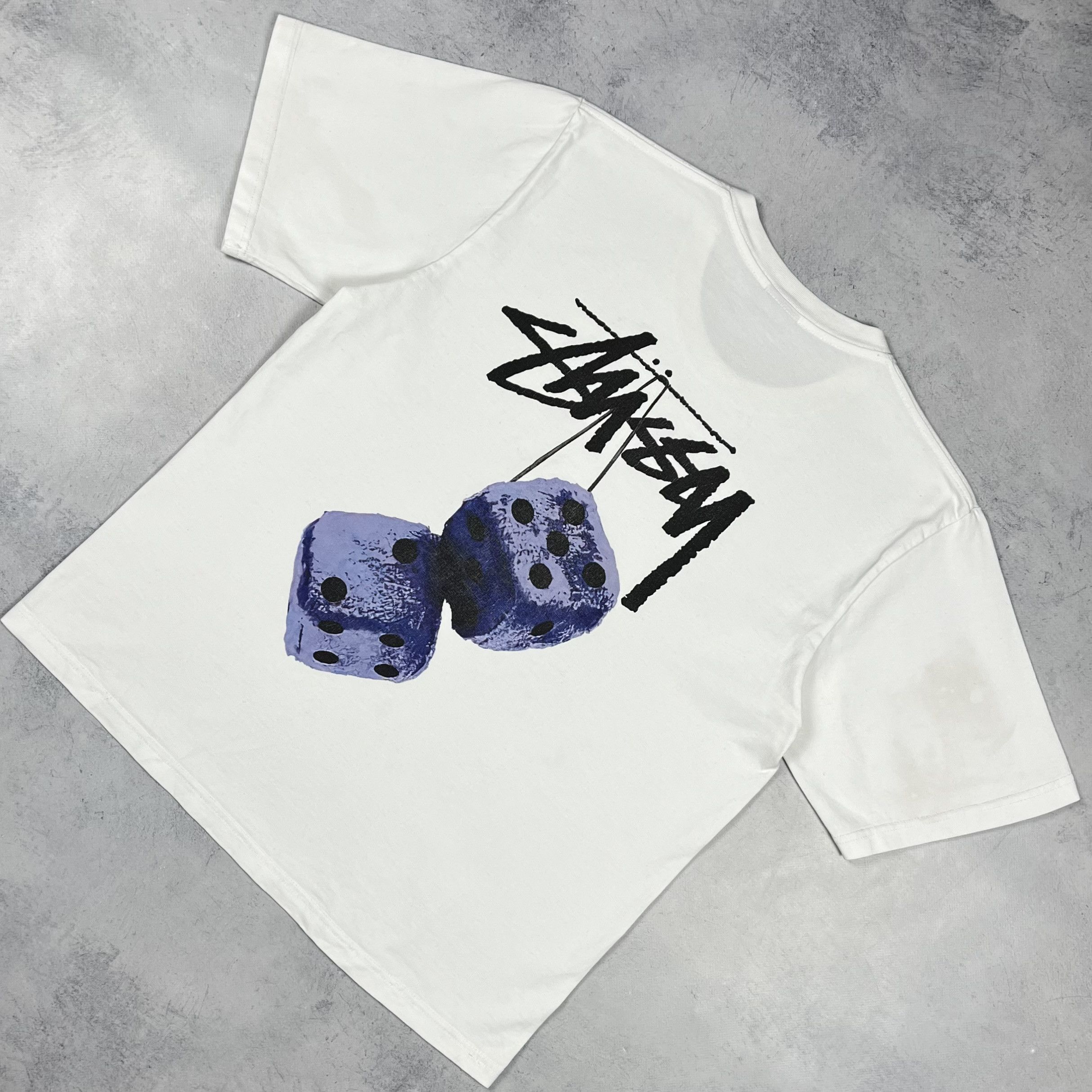 Streetwear × Stussy Stussy fuzzy dice big logo tee | Grailed