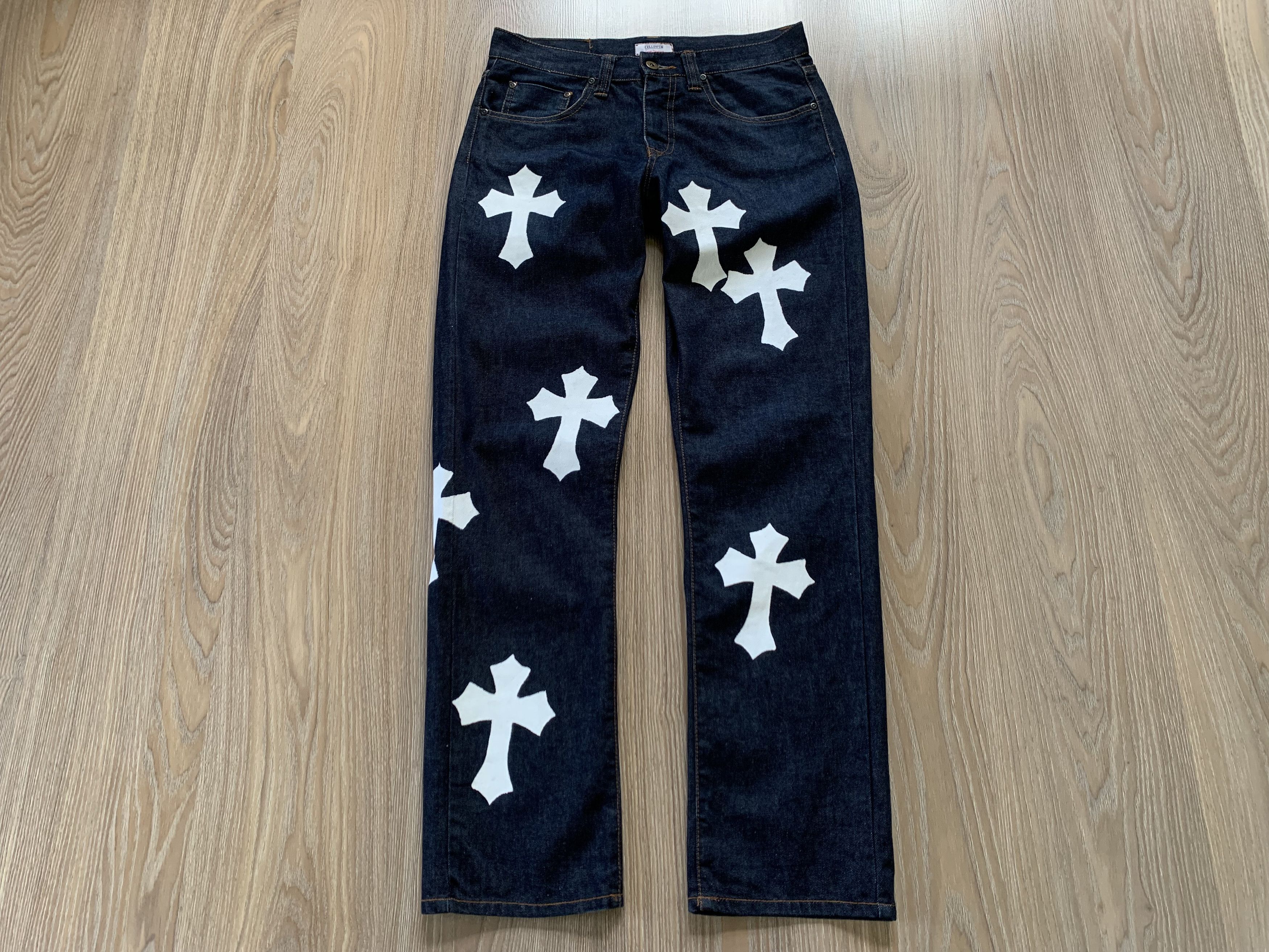 Designer Vintage Cell Dvsn Dino Heritage Cross Printed Jeans Size US 28 / EU 44 - 2 Thumbnail