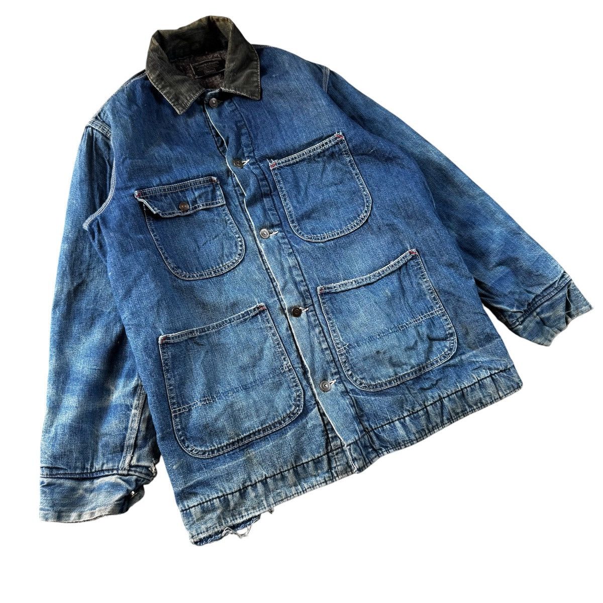 Vintage 70s Sears Work'n Leisure Denim Chore Blanket Distressed Size US L / EU 52-54 / 3 - 3 Thumbnail