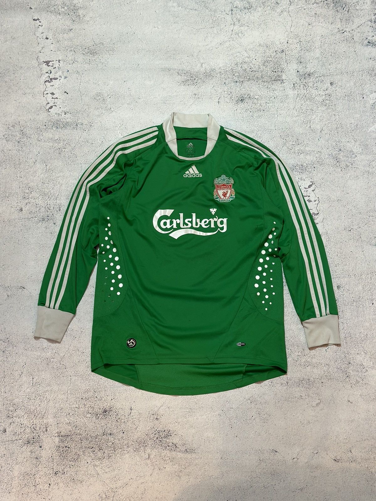 Pre-owned Adidas X Liverpool Vintage Liverpool Jersey 2008 Goalkeeper Adidas In Green