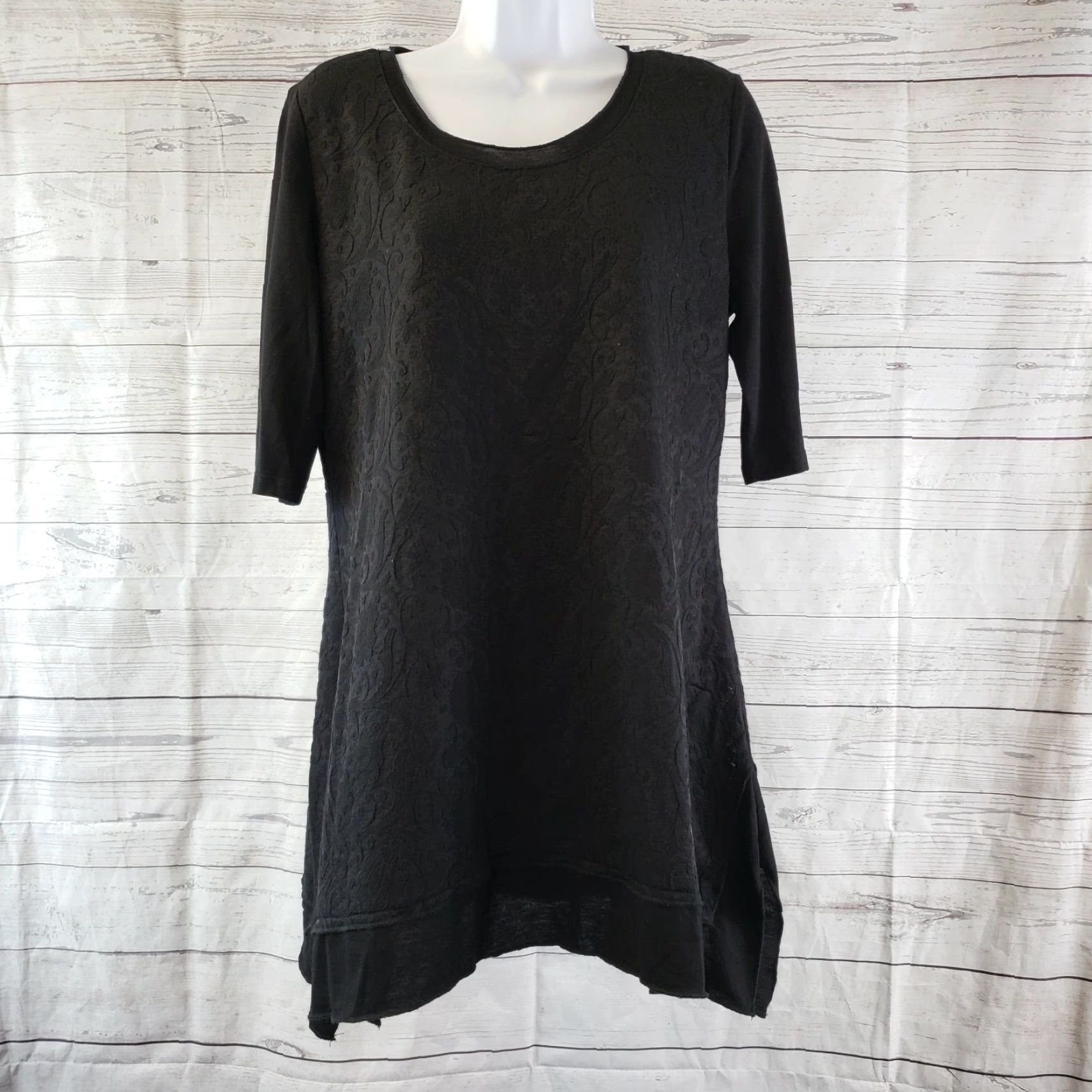 Soft Surroundings Soft Surroundings Blouse Tunic Womens Medium Black Solid 90s Endless Summer? Size M / US 6-8 / IT 42-44 - 2 Thumbnail