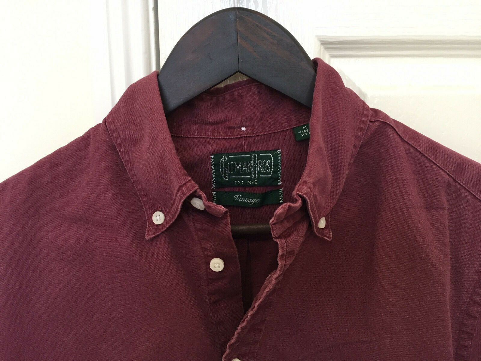 Gitman Bros. Vintage Overdyed Oxford Shirt Burgundy Size US M / EU 48-50 / 2 - 7 Thumbnail