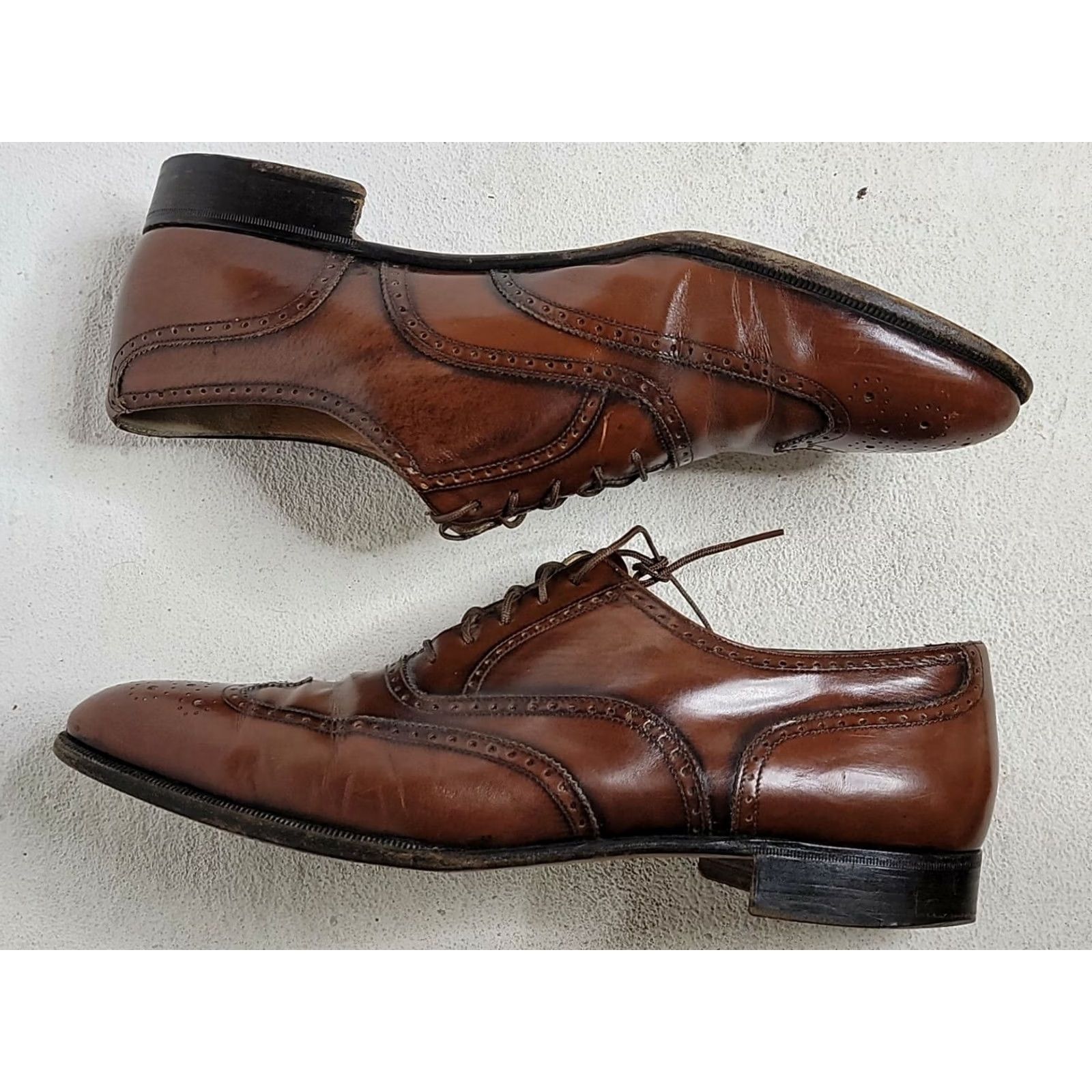 Salvatore Ferragamo Salvatore Ferragamo Tramezza Brown Leather Wingtip Oxford Men's 10.5 D Italy Size US 11 / EU 44 - 3 Thumbnail