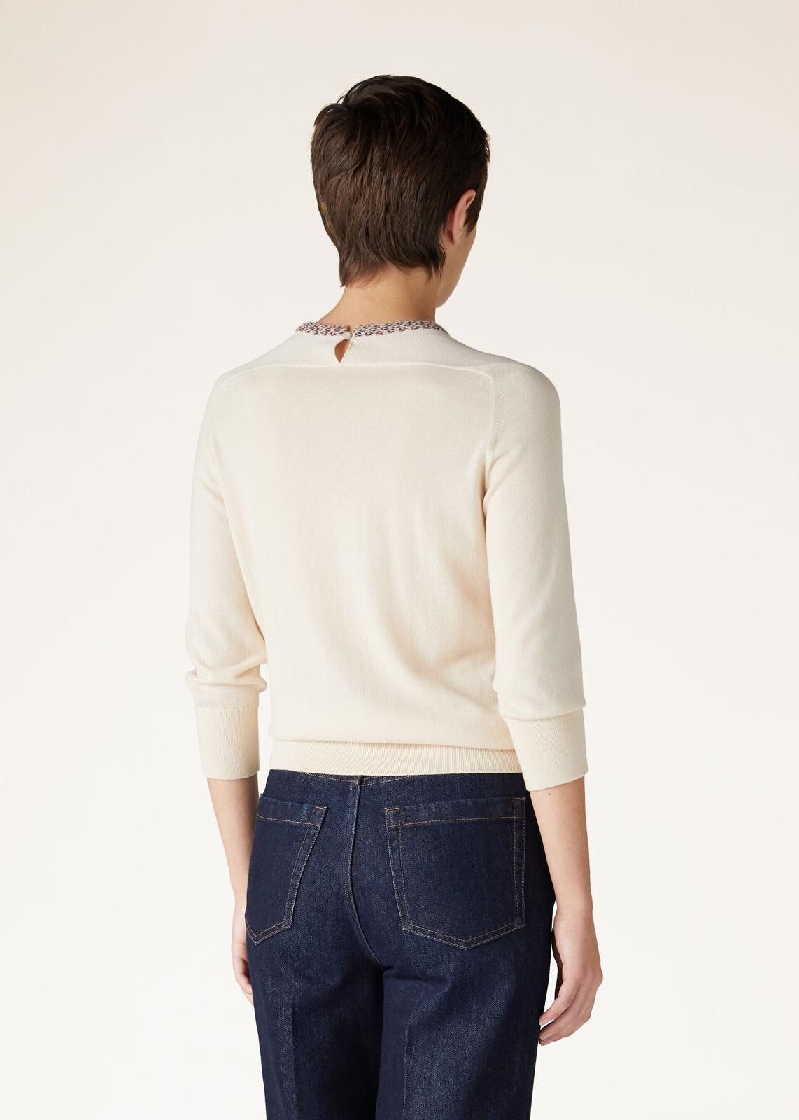 Loro Piana o1srvl11e0125 FAO1842 Ishikari Crewneck Sweater in Ivory Size S / US 4 / IT 40 - 6 Thumbnail