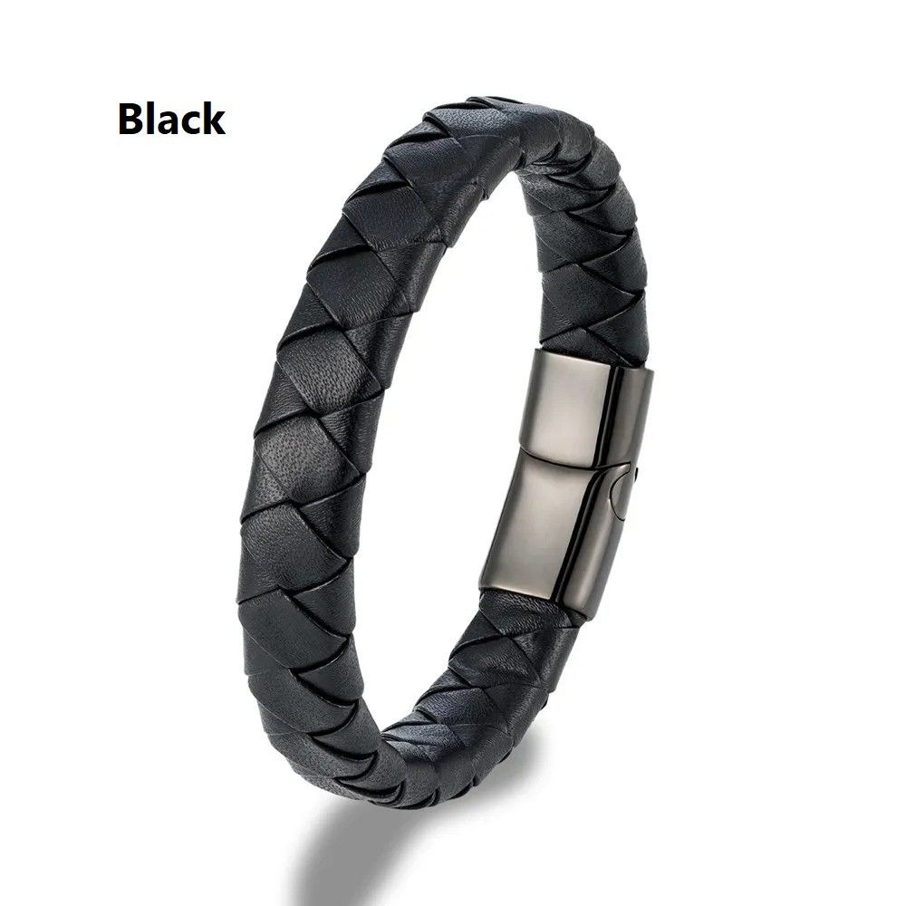 Other Braided Leather Bracelet Magnetic Buckle Cuff Gift For Him Size ONE SIZE - 10 Thumbnail