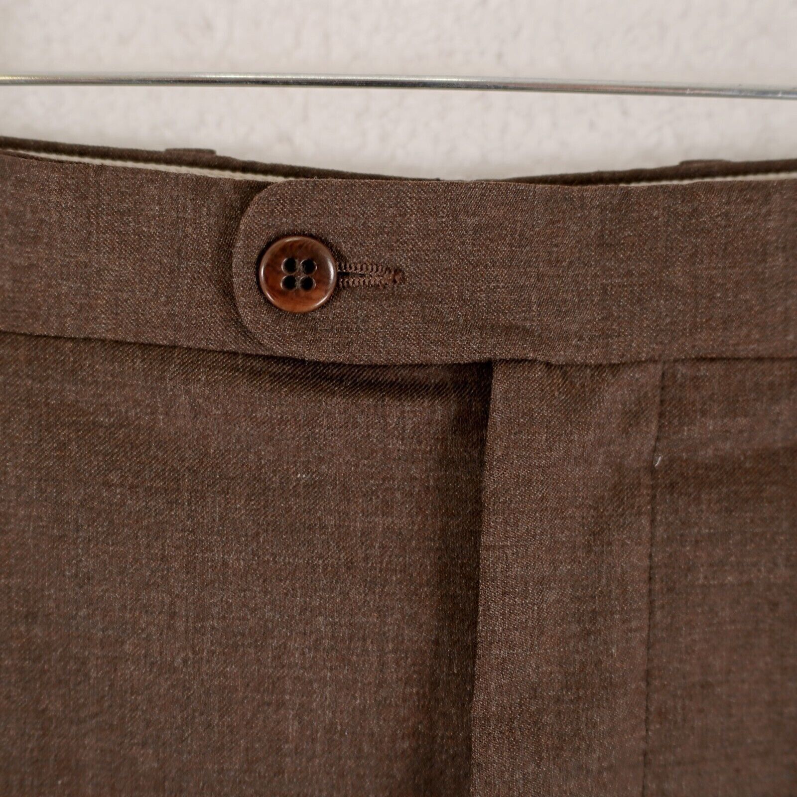 Zanella Zanella Bennett Wool Brown Twill High Rise Pleated Cuffed Dr Size 36R - 4 Thumbnail