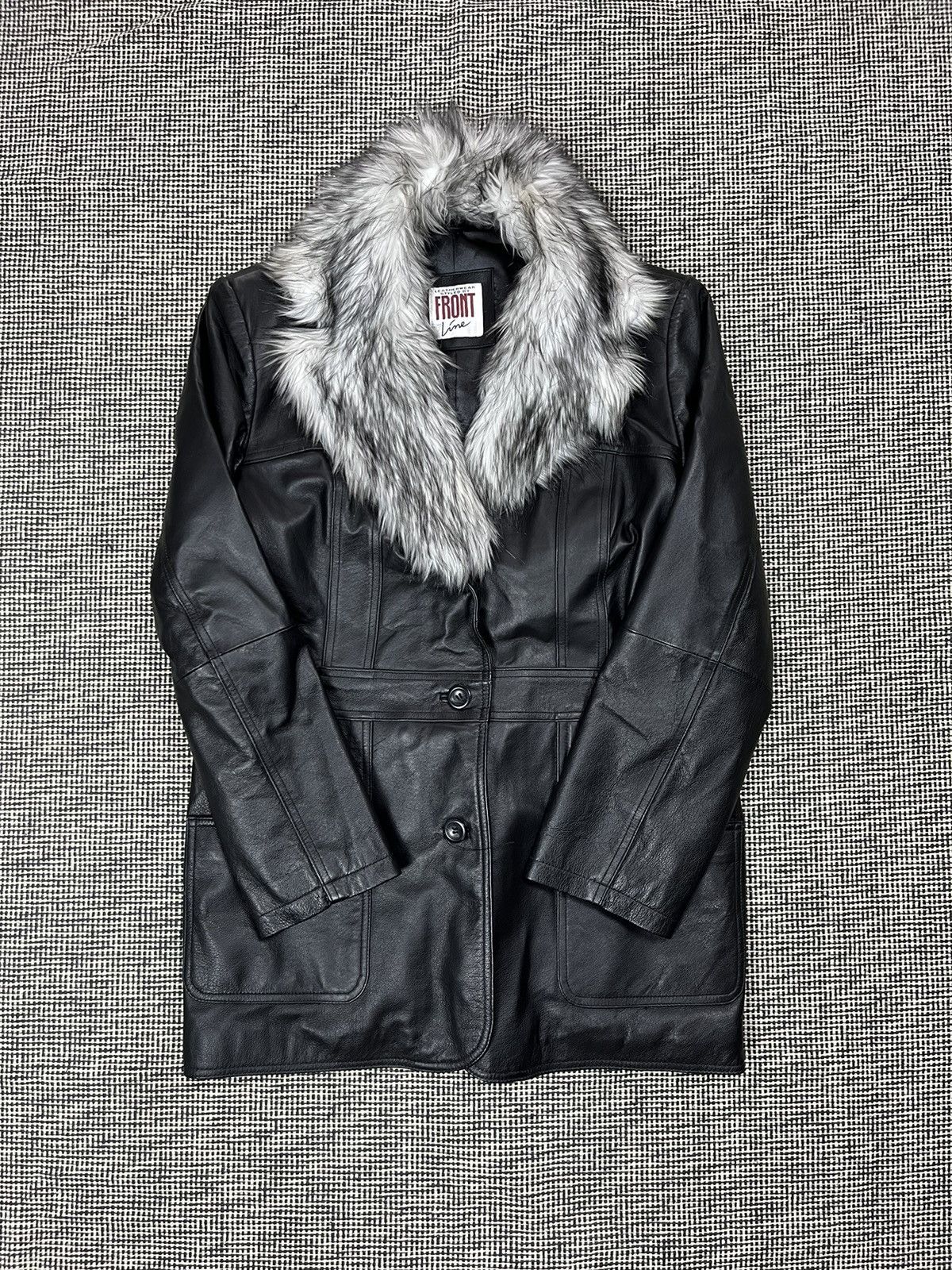 ➕ genuine leather faux fur collar LGB style parka coat jackt
