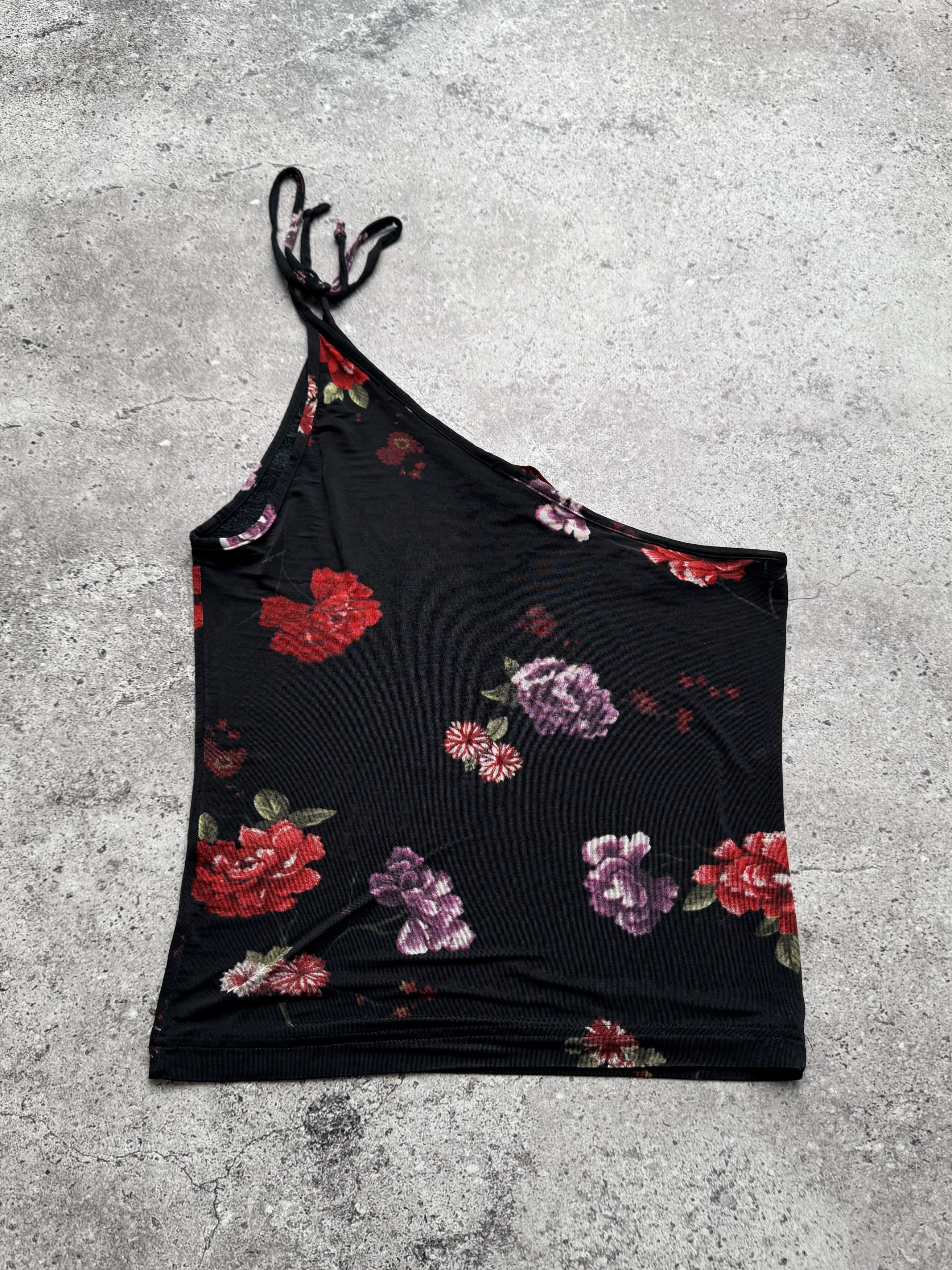 Vintage Vintage One Shoulder Top Floral Asymmetric Strap Y2K Tank Size S / US 4 / IT 40 - 3 Thumbnail