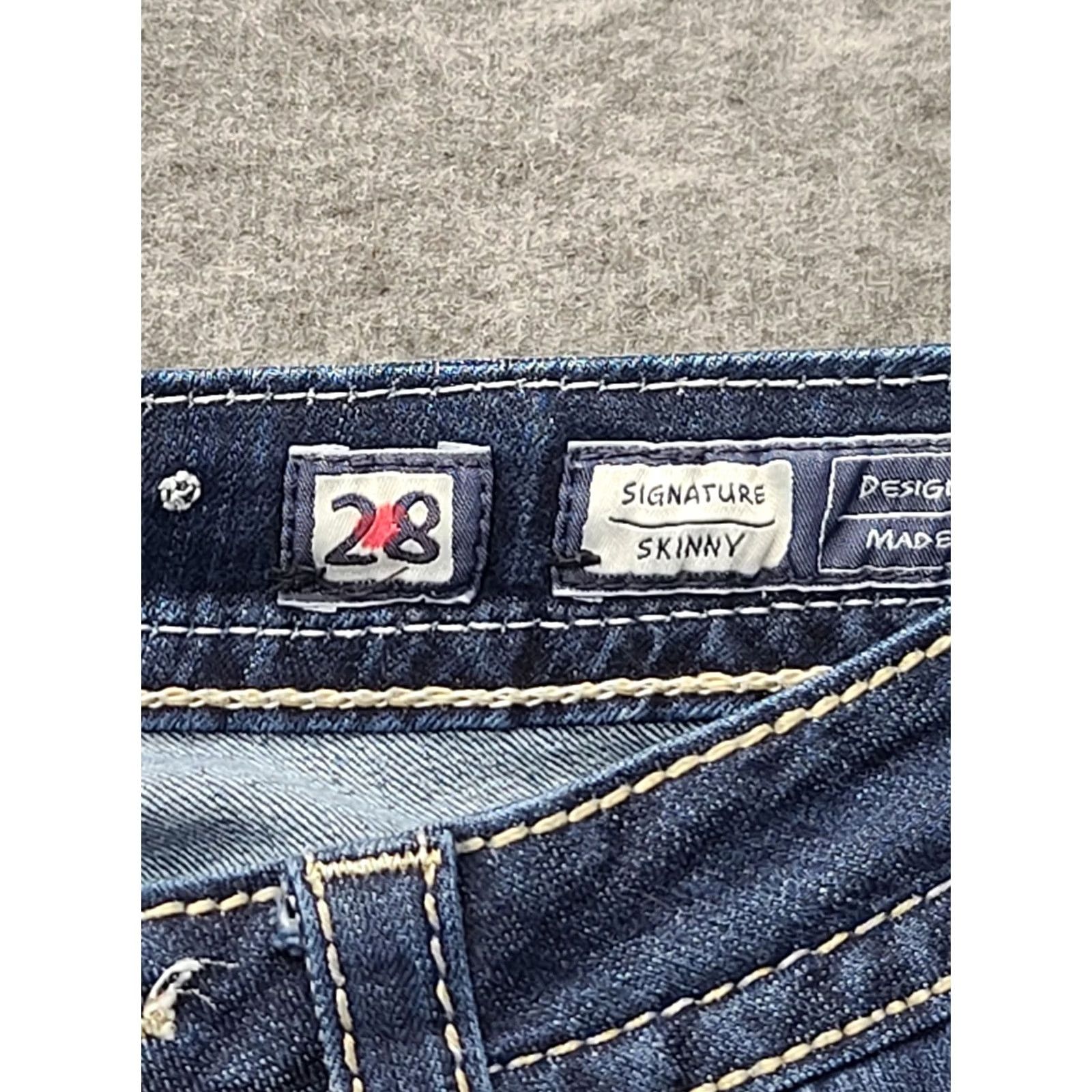 Miss Me Miss Me Jeans Womens 28x31 Skinny Low Rise Distressed Blue Denim 5-Pocket Y2K Country Rodeo Size 28" / US 6 / IT 42 - 3 Thumbnail