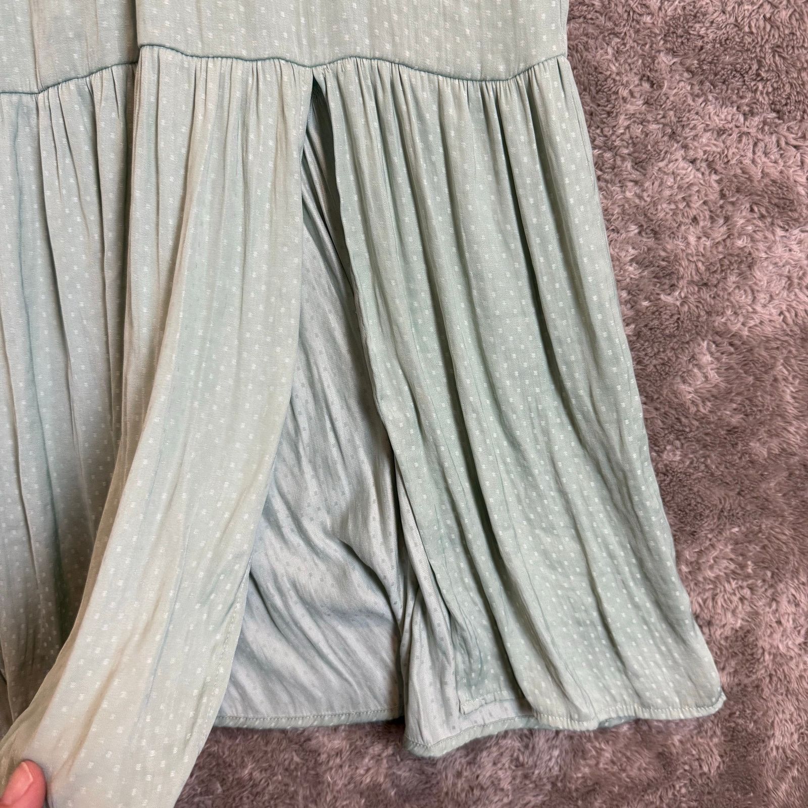 Other NSR Mint Green Tiered Peasant Mini Dress M Slit Skirt Ruffle Size M / US 6-8 / IT 42-44 - 6 Thumbnail