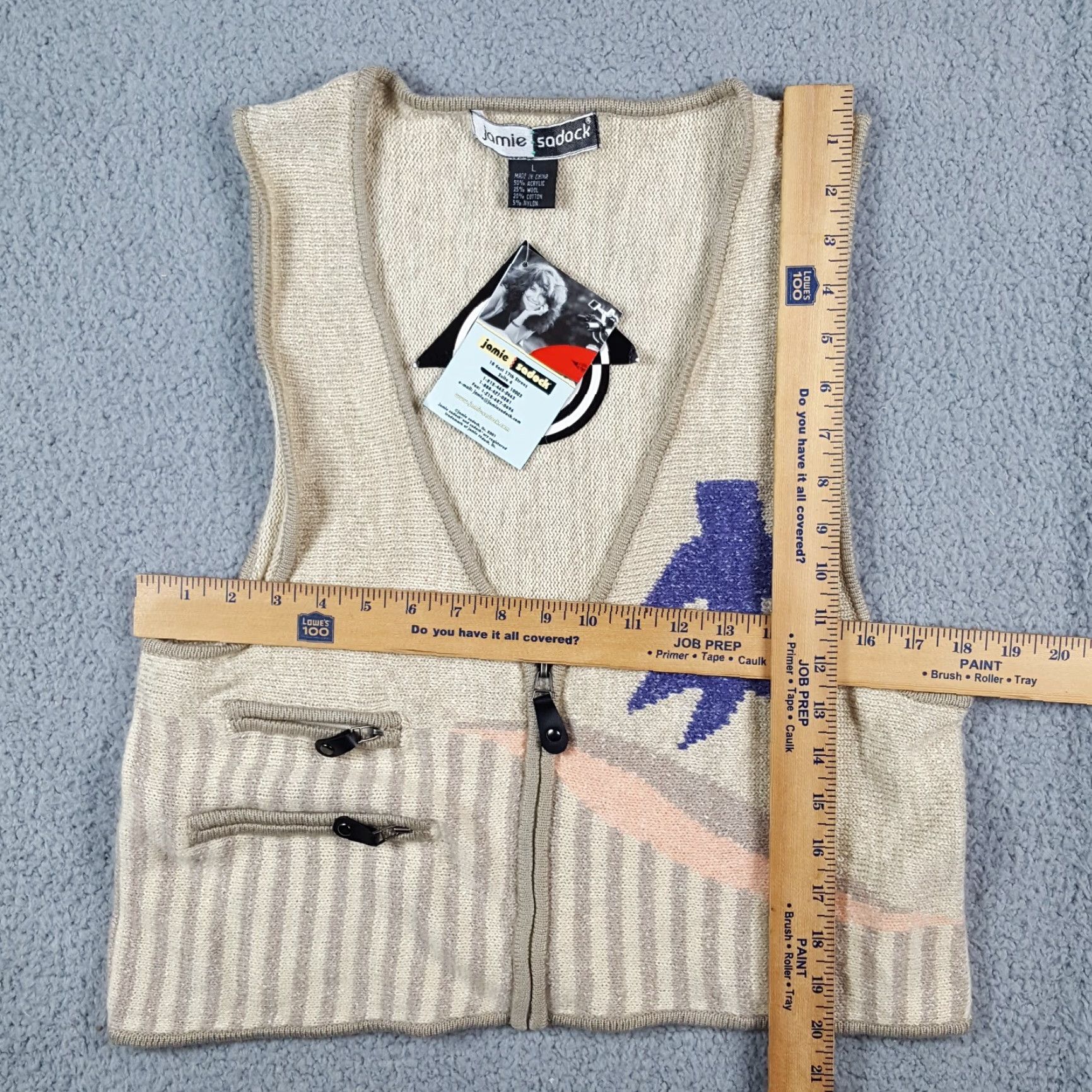 Etro VINTAGE Jamie Sadock Y2K Retro Preppy Knit Cardigan Sweater Vest Women's Large Sleeveless Zip Up Beige 00s Casual Size L / US 10 / IT 46 - 5 Thumbnail