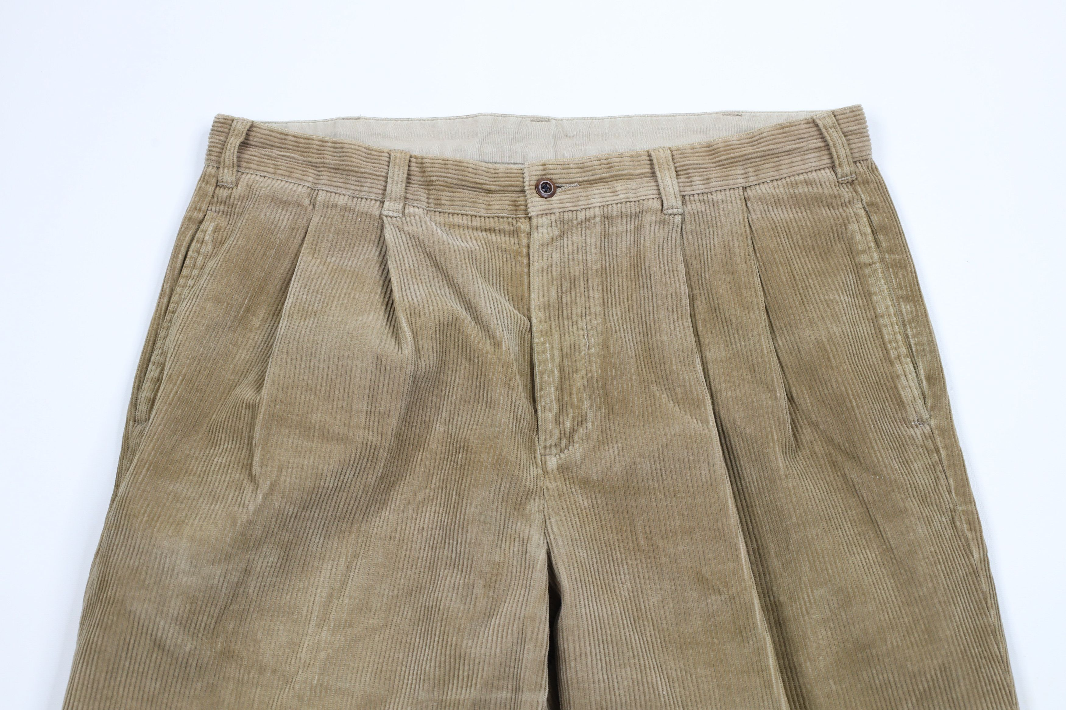 Brooks Brothers × Vintage Vintage 90s Brooks Brothers Pleated Wide Leg Corduroy Pants Size US 36 / EU 52 - 2 Thumbnail