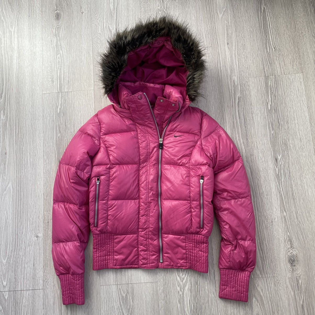 Nike Y2K Nike Fur puffer jacket bomber Y2K Size S / US 4 / IT 40 - 1 Thumbnail