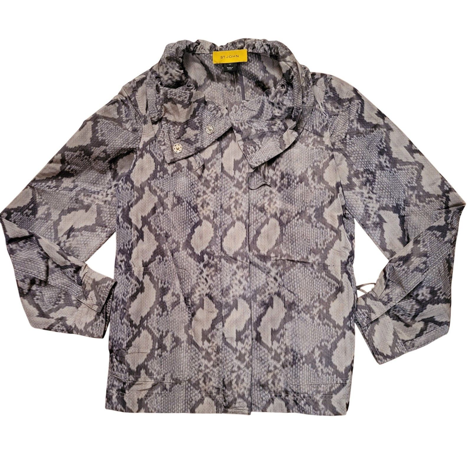 St. John St John Gray Snakeskin Utility Jacket Sport S Windbreaker Size S / US 4 / IT 40 - 1 Thumbnail