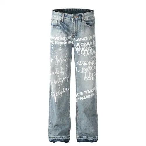 VIBE Street washed distressed graffiti letter print jeans Size US 34 / EU 50 - 1 Thumbnail