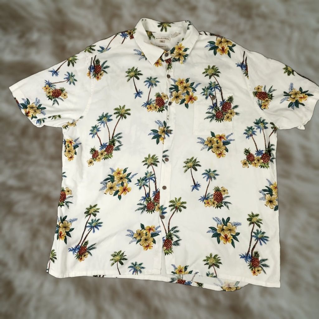Vintage Burma Bibas Shirt Mens 2XL White Floral Rayon Button Up Short Sleeve Vintage? Size US XXL / EU 58 / 5 - 1 Thumbnail