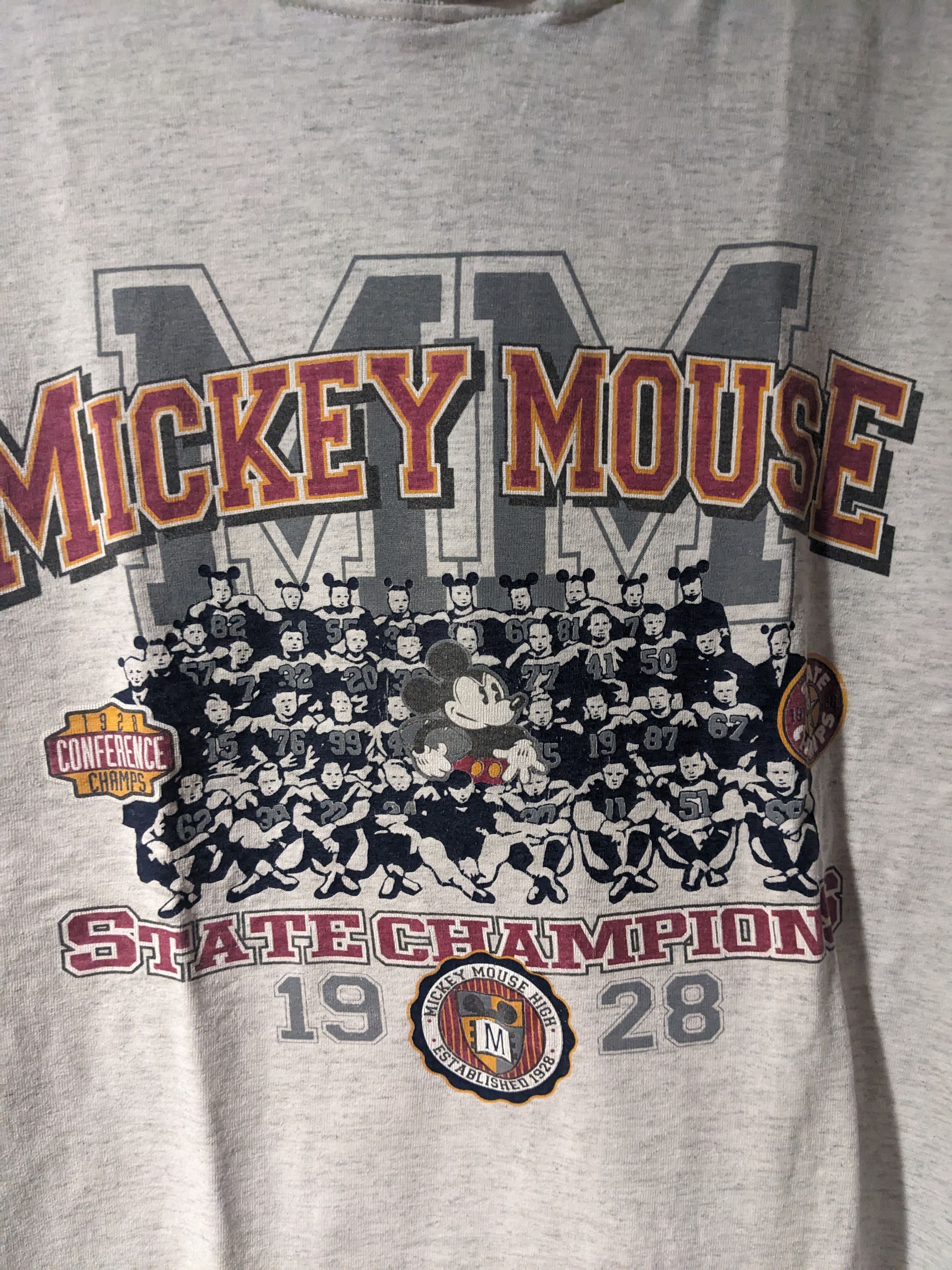 Disney Vintage 90s Mickey Mouse State Champion Hooded T-Shirt Size US L / EU 52-54 / 3 - 2 Thumbnail