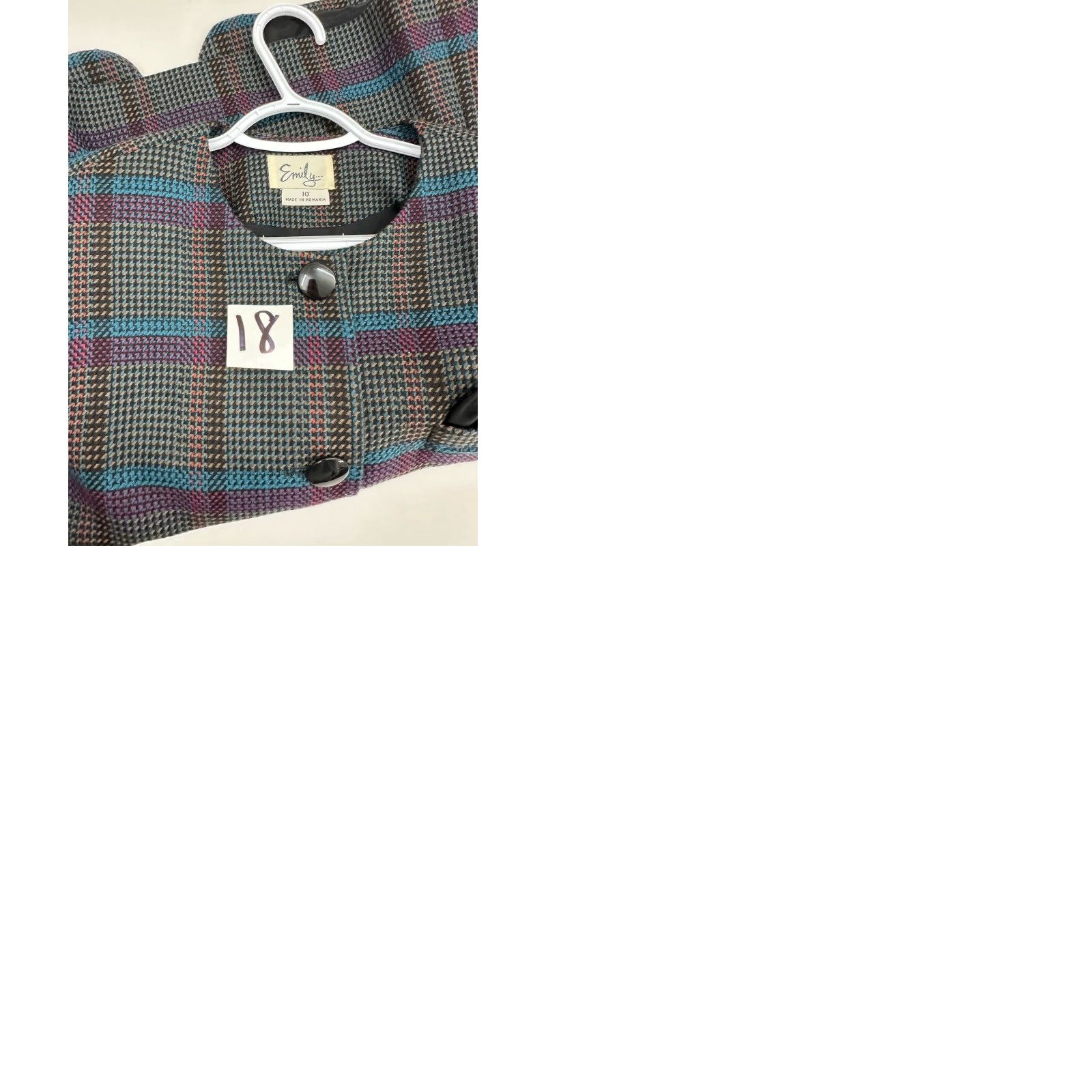 Vintage VINTAGE Emily Blazer Shirt Womens 10 Plaid Tweed Wool Blend Long Sleeve Button Up Black Size L / US 10 / IT 46 - 10 Thumbnail