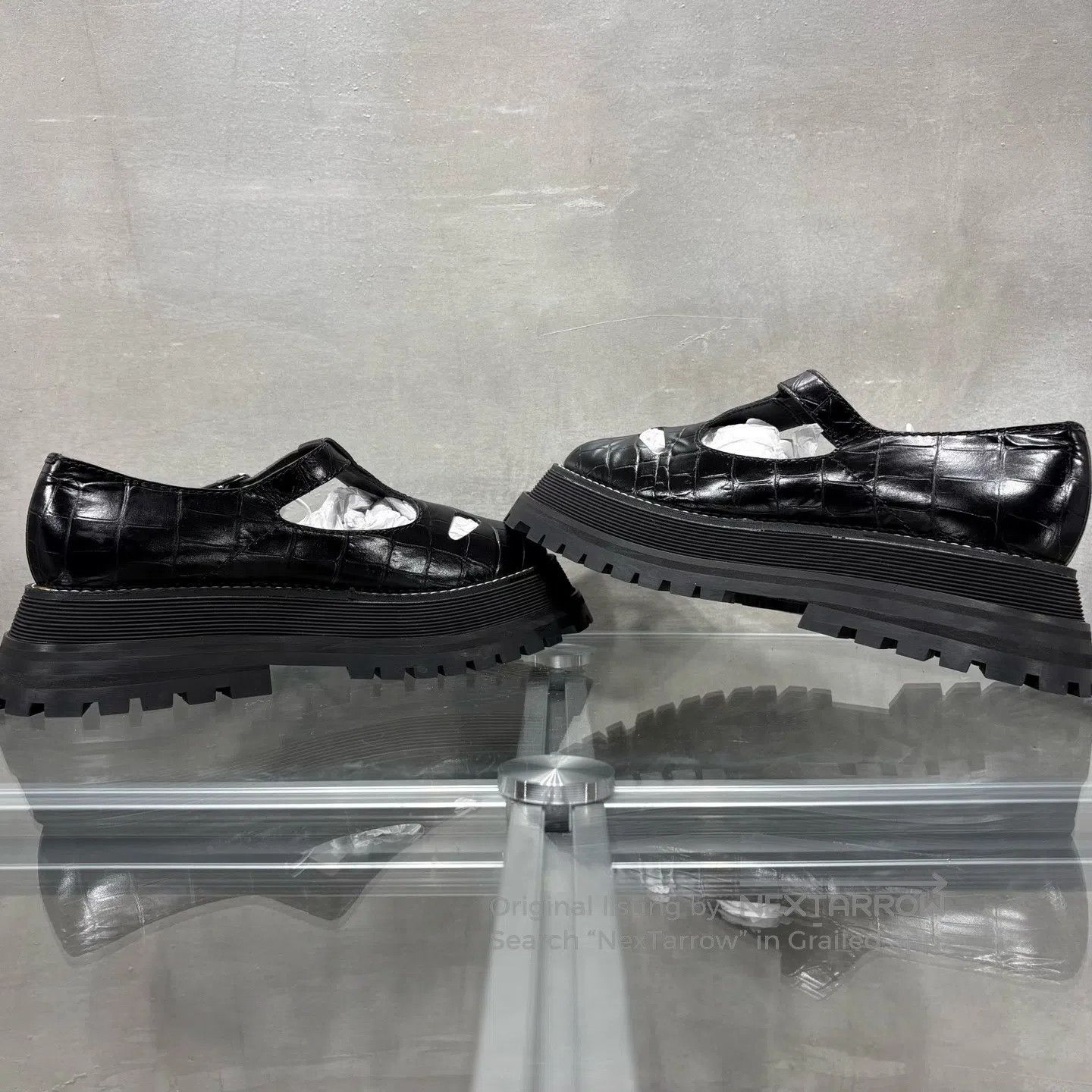 Burberry Burberry Black crocodile-print thick-soled sandals in Mary Size US 6.5 / IT 36.5 - 5 Thumbnail