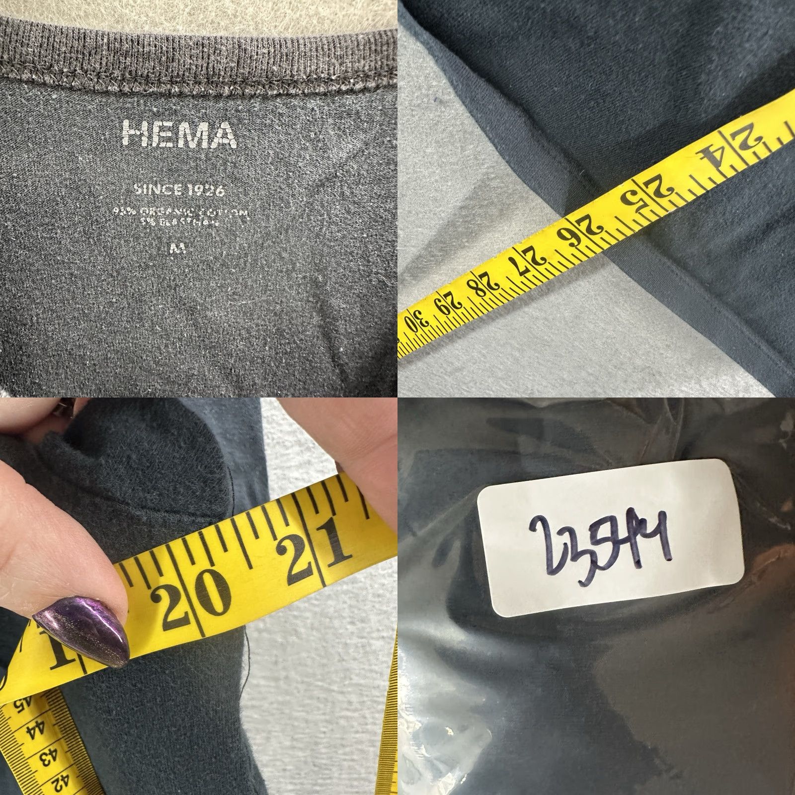 Vintage Hema Shirt Mens Medium V Neck Black Cotton Jersey Preppy Casual T-Shirt Size US M / EU 48-50 / 2 - 8 Thumbnail
