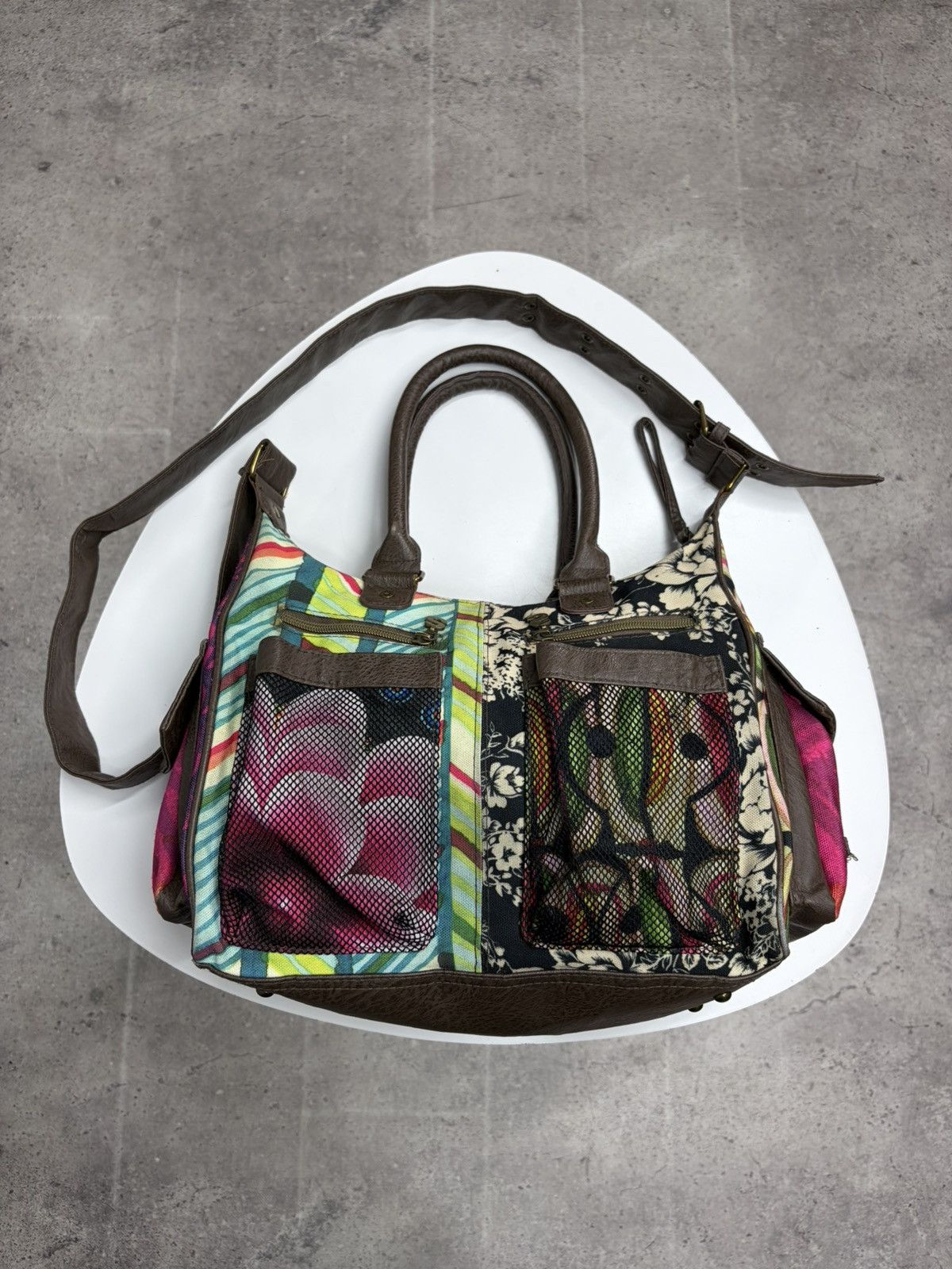 KMRii Desigual Patchwork Messenger Bag Y2K Boho Hippie Festival Size ONE SIZE - 14 Thumbnail
