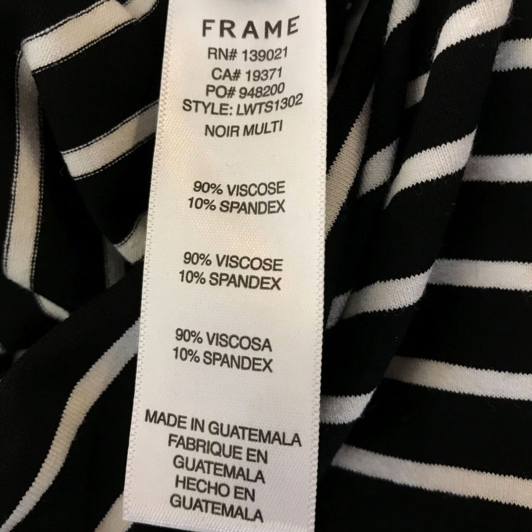 Frame FRAME Shirt Womens Small Black & White 3/4 Sleeve V Neck Top Size S / US 4 / IT 40 - 6 Thumbnail