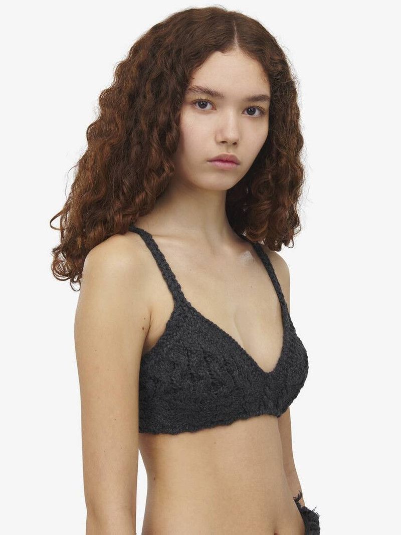 Alexander McQueen o1srvl11e0326 Size: M / Cable Knit Bra in Black Size ONE SIZE - 6 Thumbnail