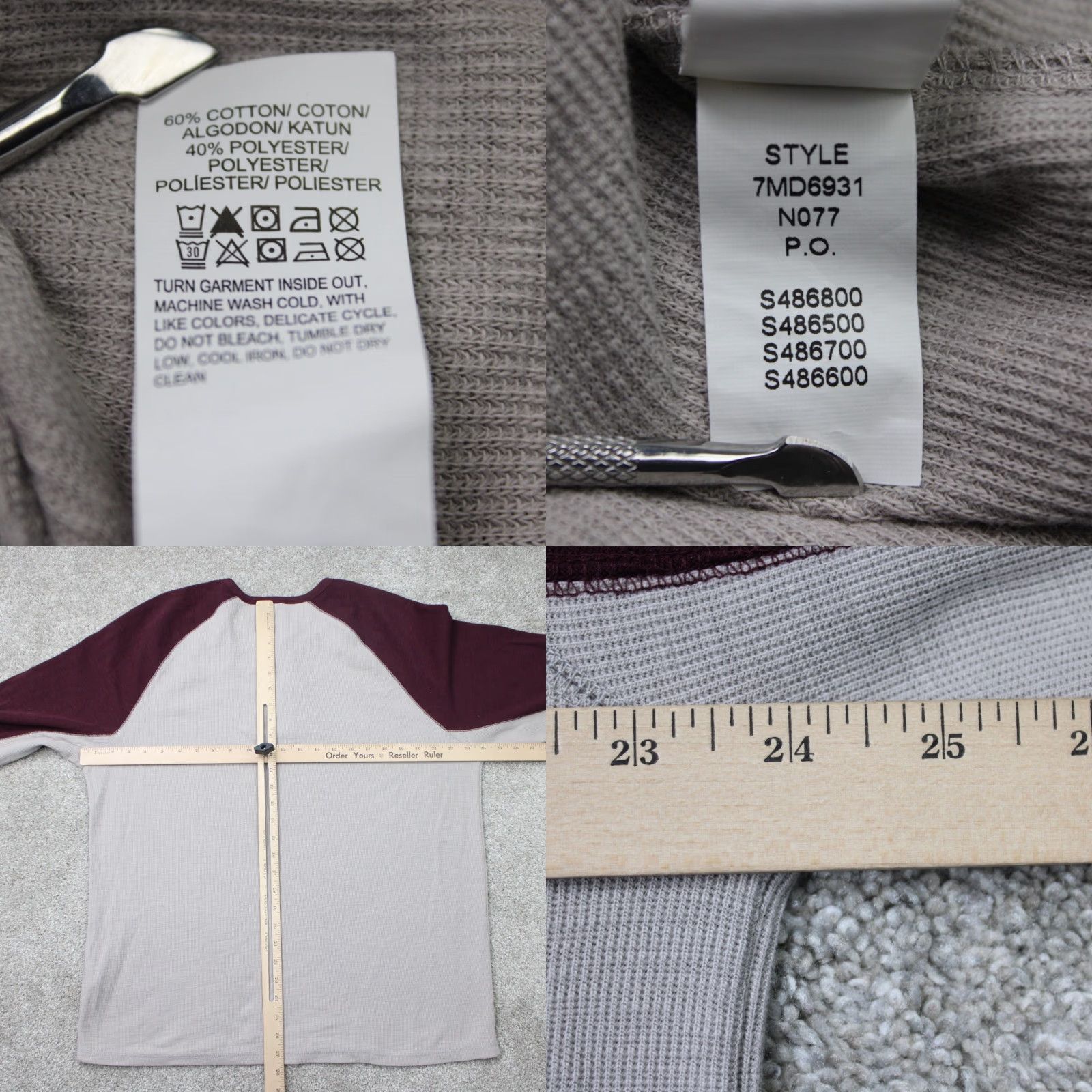Lucky Brand Lucky Brand Shirt Mens XL Gray/Red Venice Burnout Henley Long Sleeve Pullover Size US XL / EU 56 / 4 - 8 Thumbnail