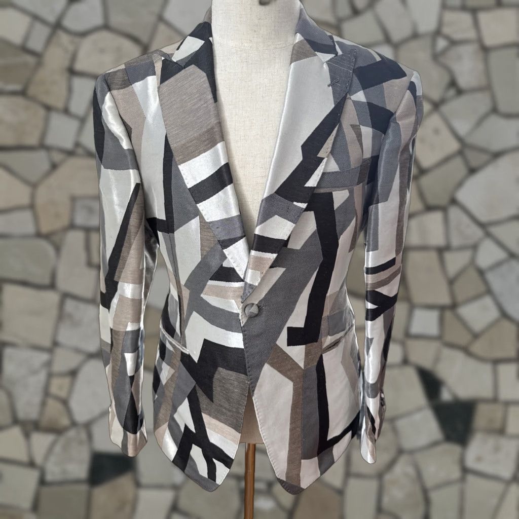 Vintage NEW Frere Men's Geometric Jacket Classic BLAZER Size 44 Size 44R - 1 Thumbnail