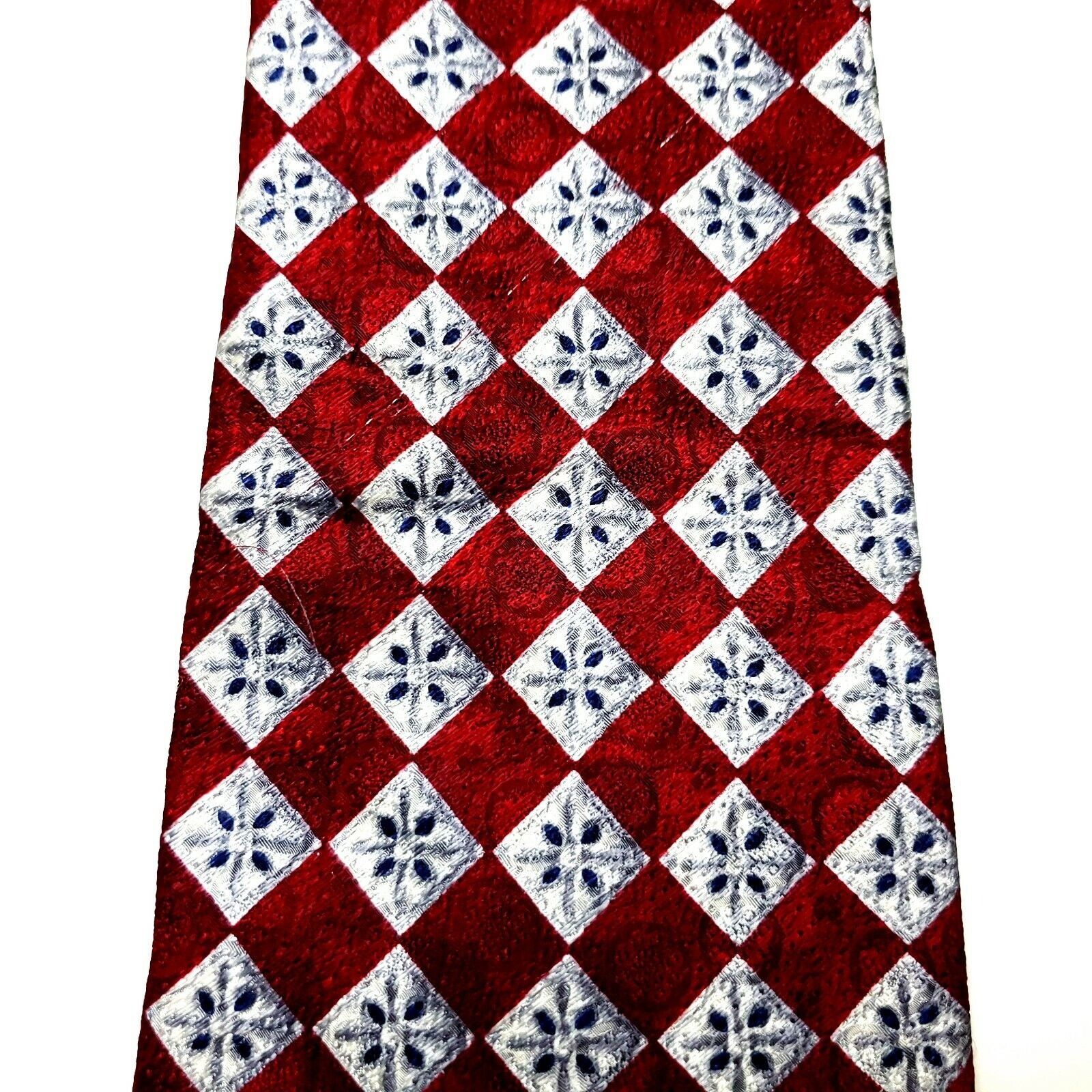 Pierre Cardin Pierre Cardin Silk Tie Red Print Floral Geometric Wide Size ONE SIZE - 2 Thumbnail