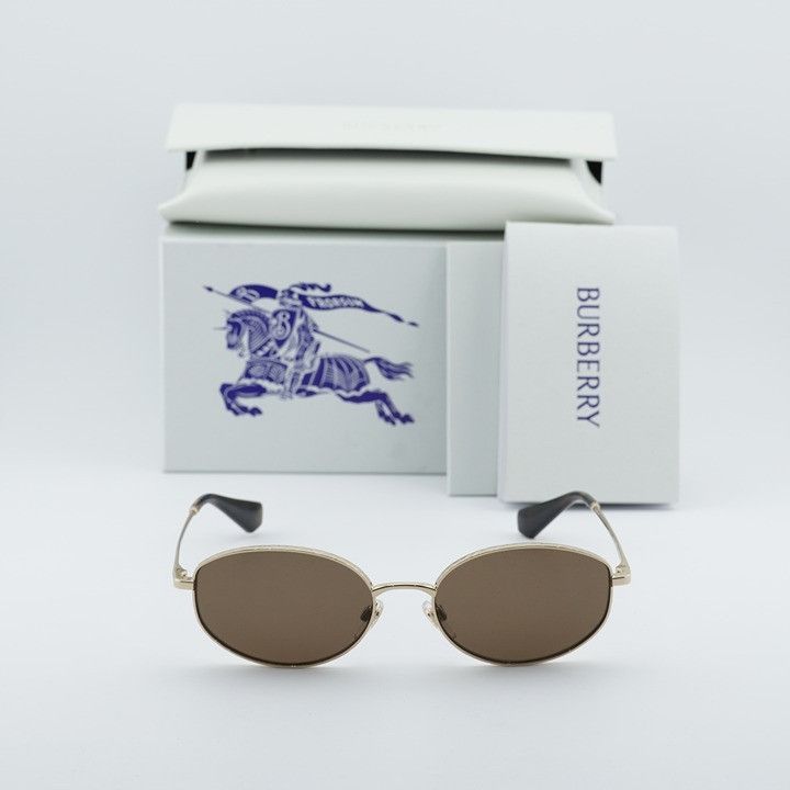 Burberry Burberry BE3169 110973 Sunglasses Gold Oval Frame, Brown Size ONE SIZE - 11 Thumbnail